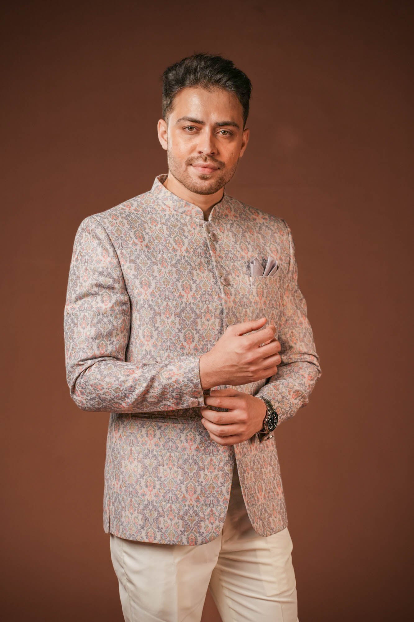 Jaquard Fabric Print Jodhpuri Set