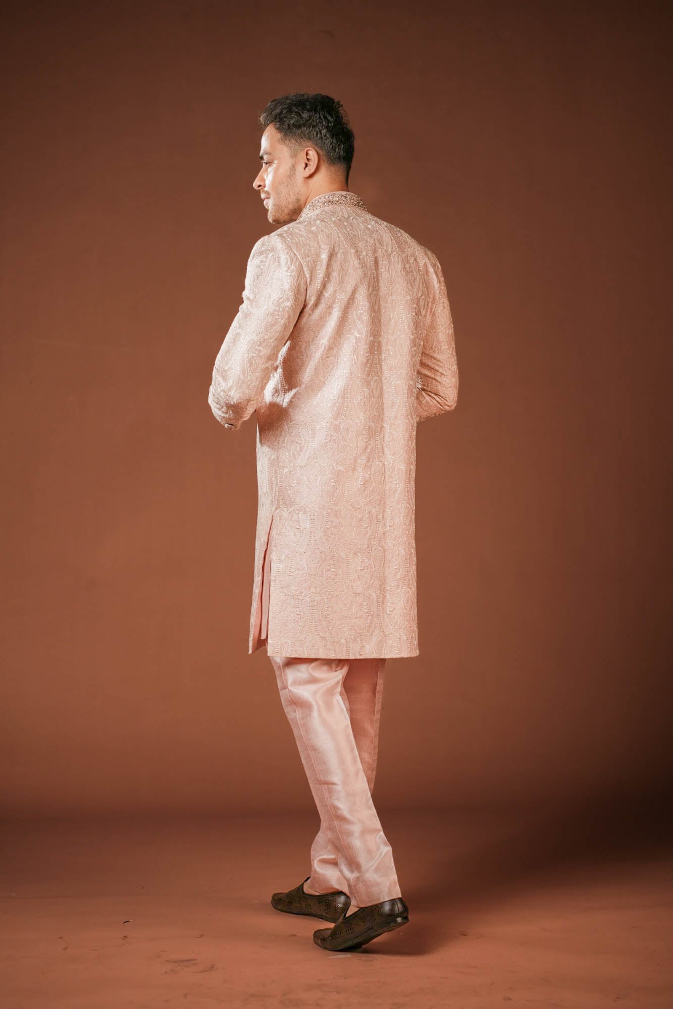 Pink Lucknowi Embroidered Indo Western Set