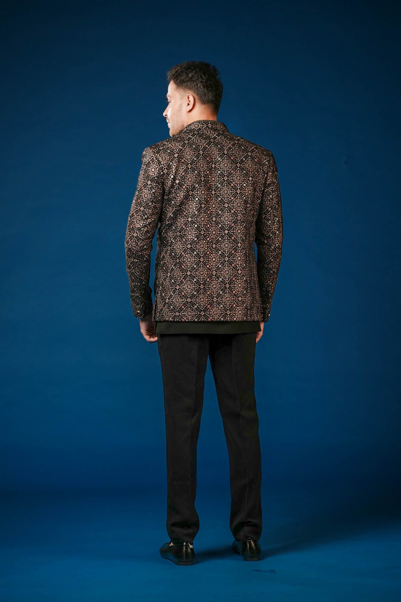 Black Velvet Embroidered Jodhpuri Set
