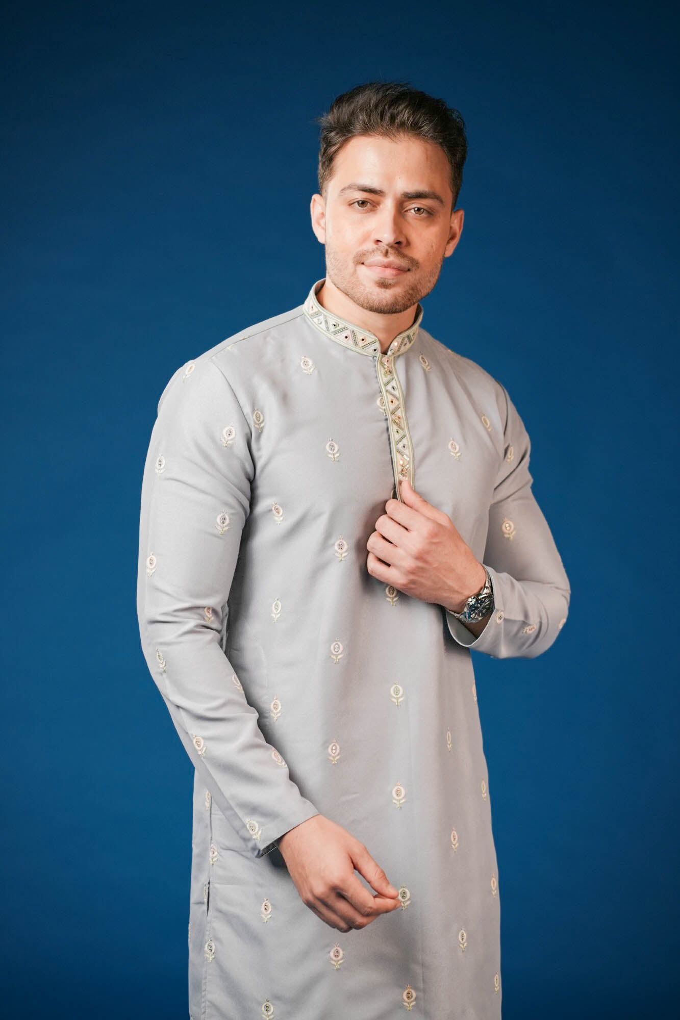 Sky Blue Embroidered Kurta Set