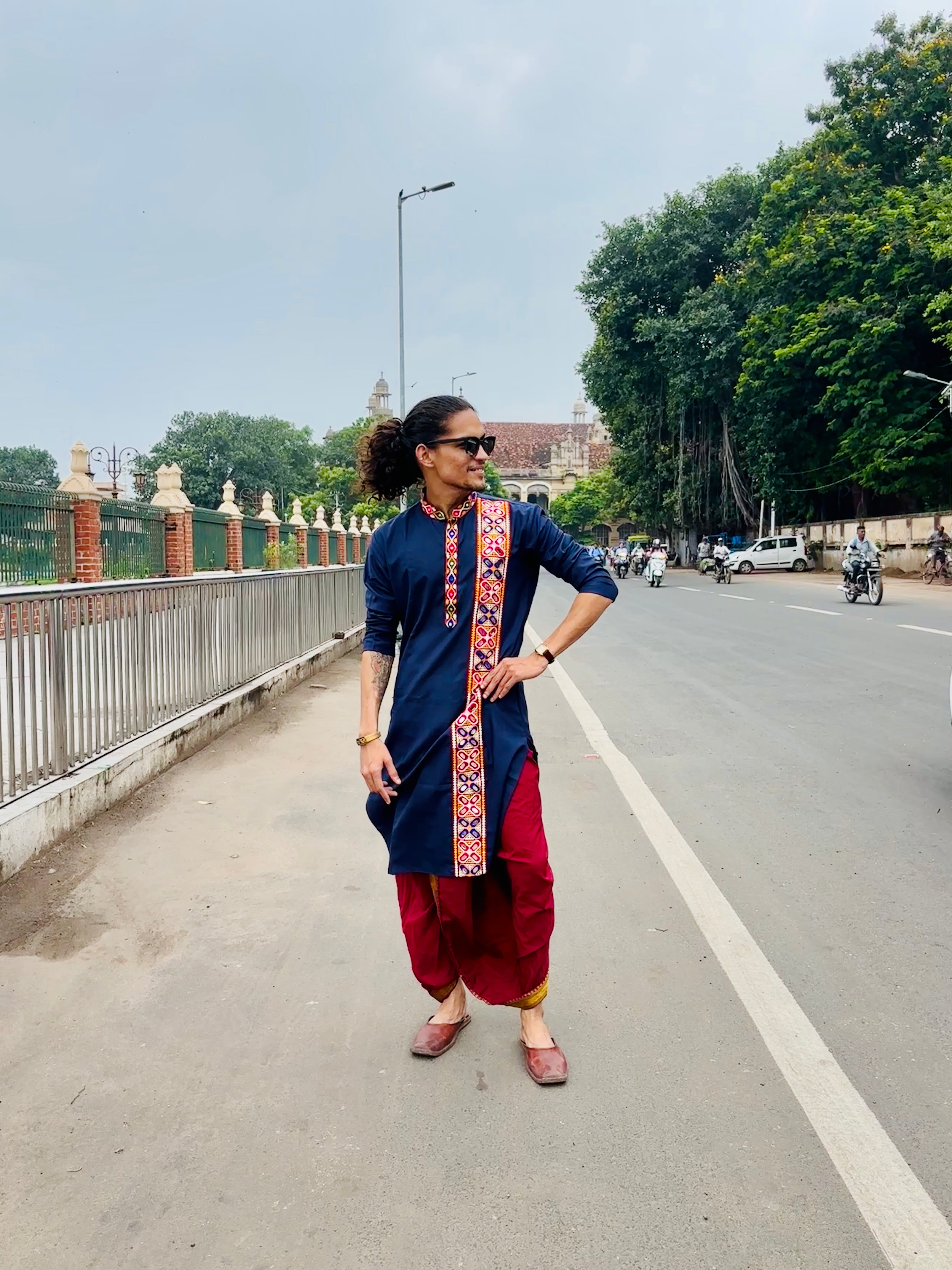 Navy Blue Gamthi Work Navratri Special Kurta Only