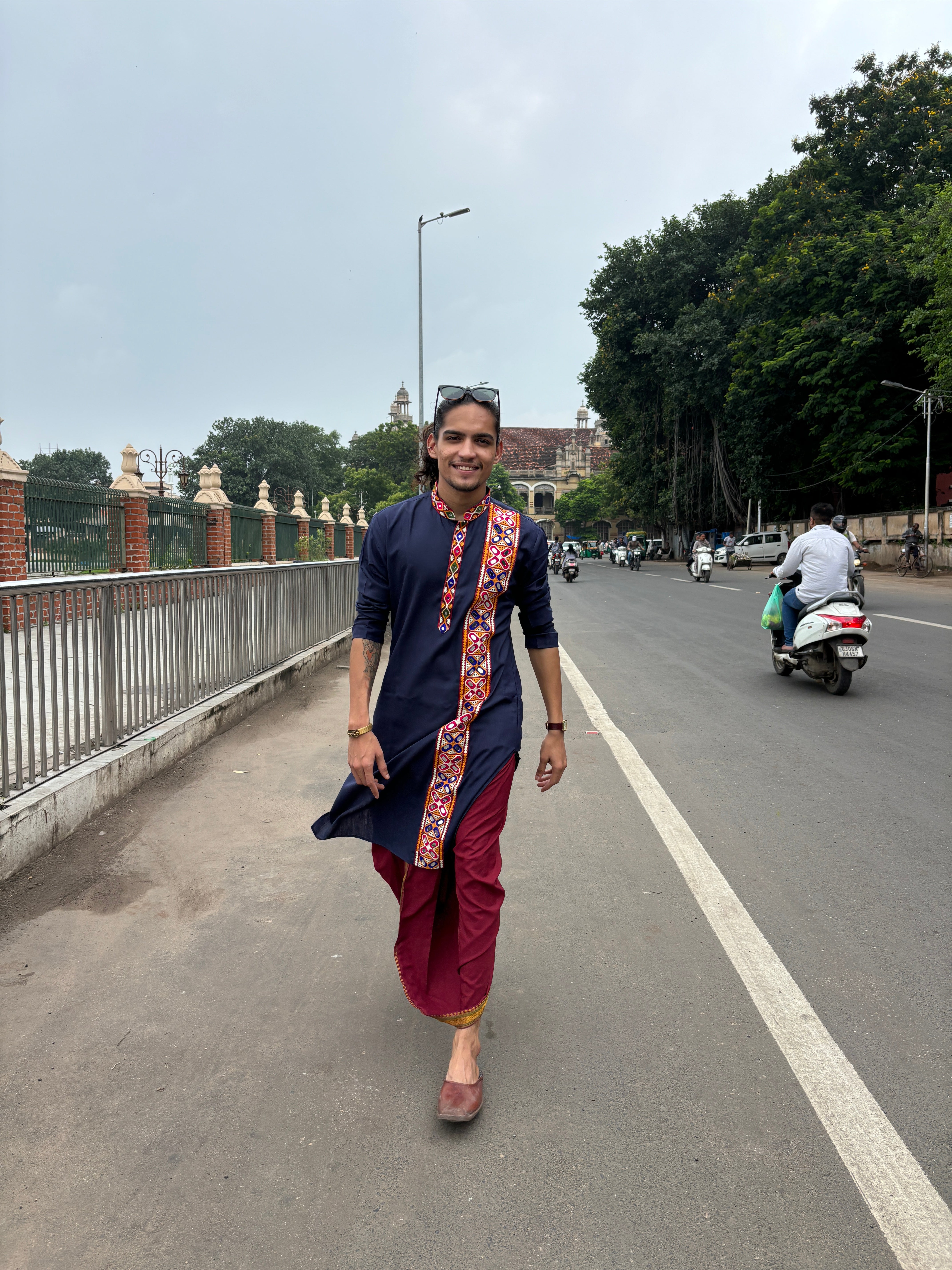 Navy Blue Gamthi Work Navratri Special Kurta Only