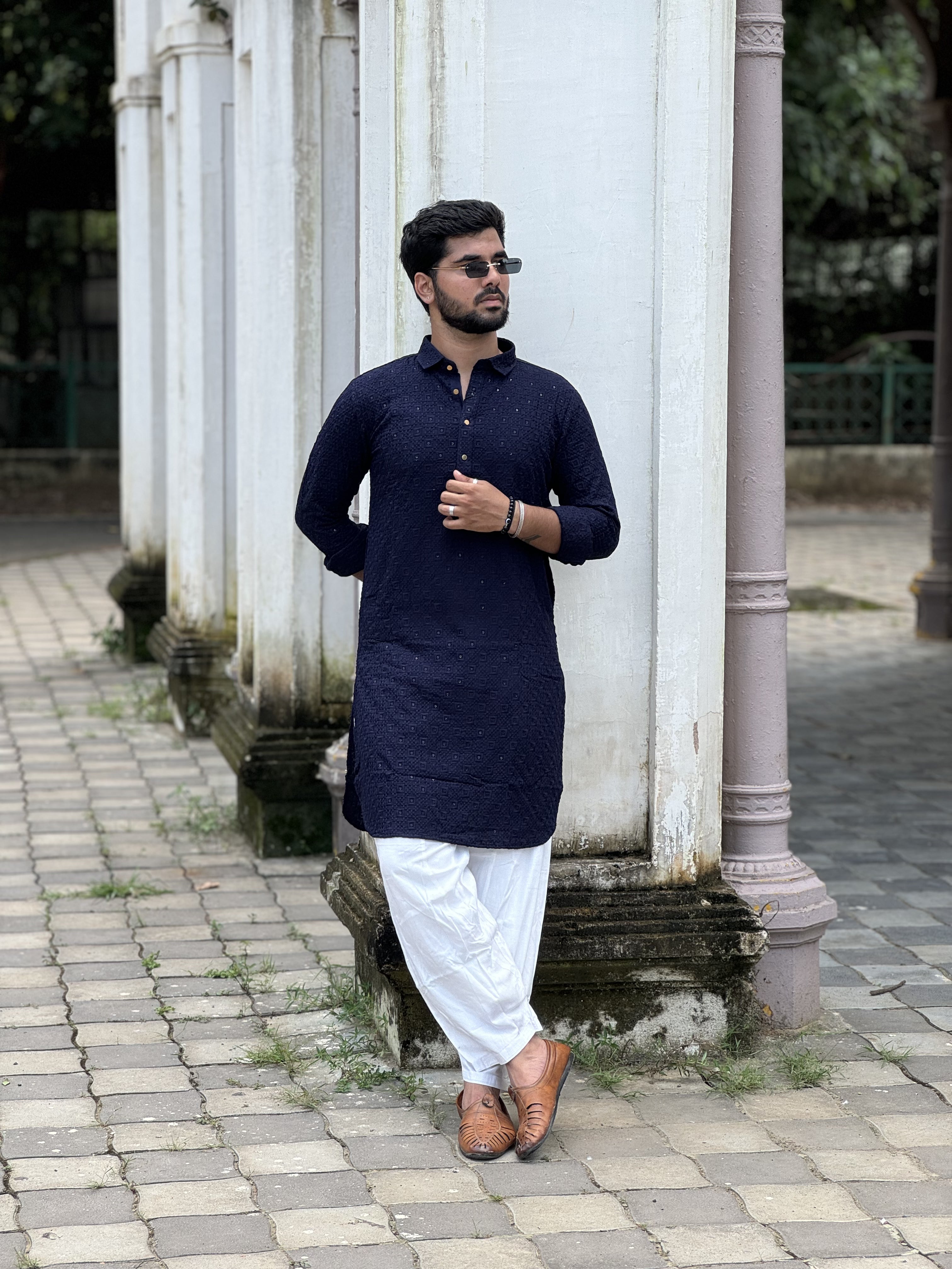 Pathani Set In Navy Blue