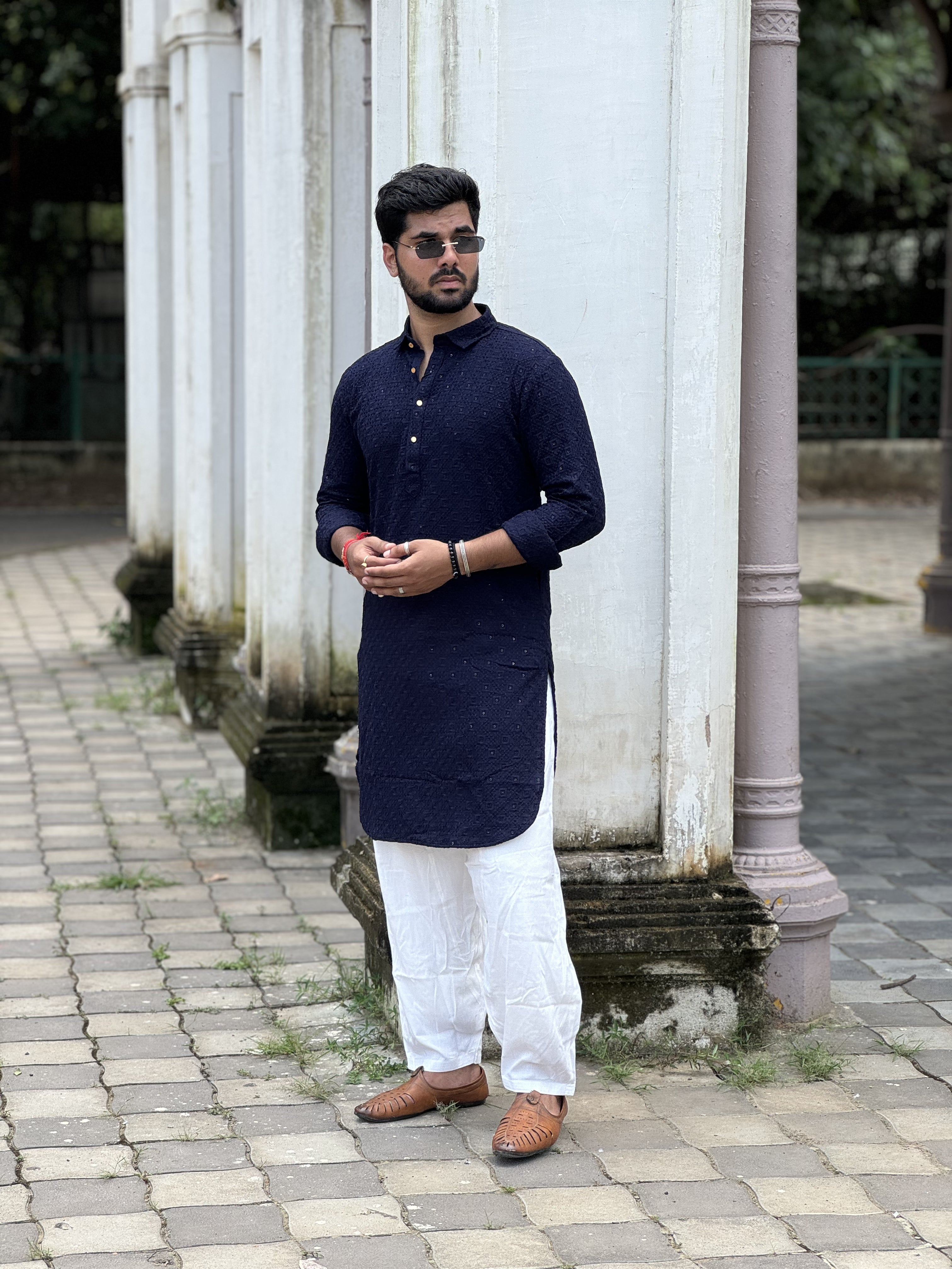 Pathani Set In Navy Blue