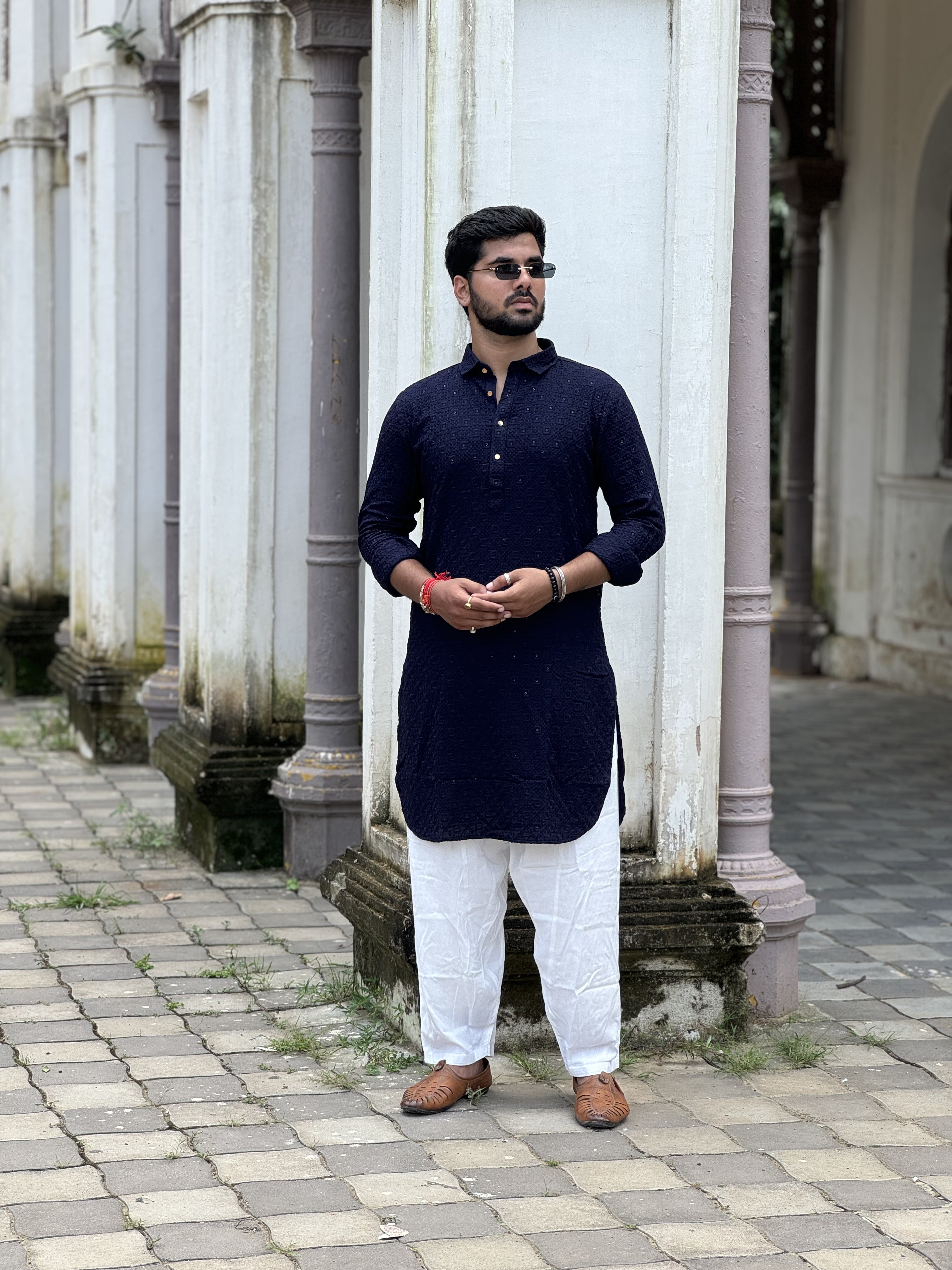 Pathani Set In Navy Blue