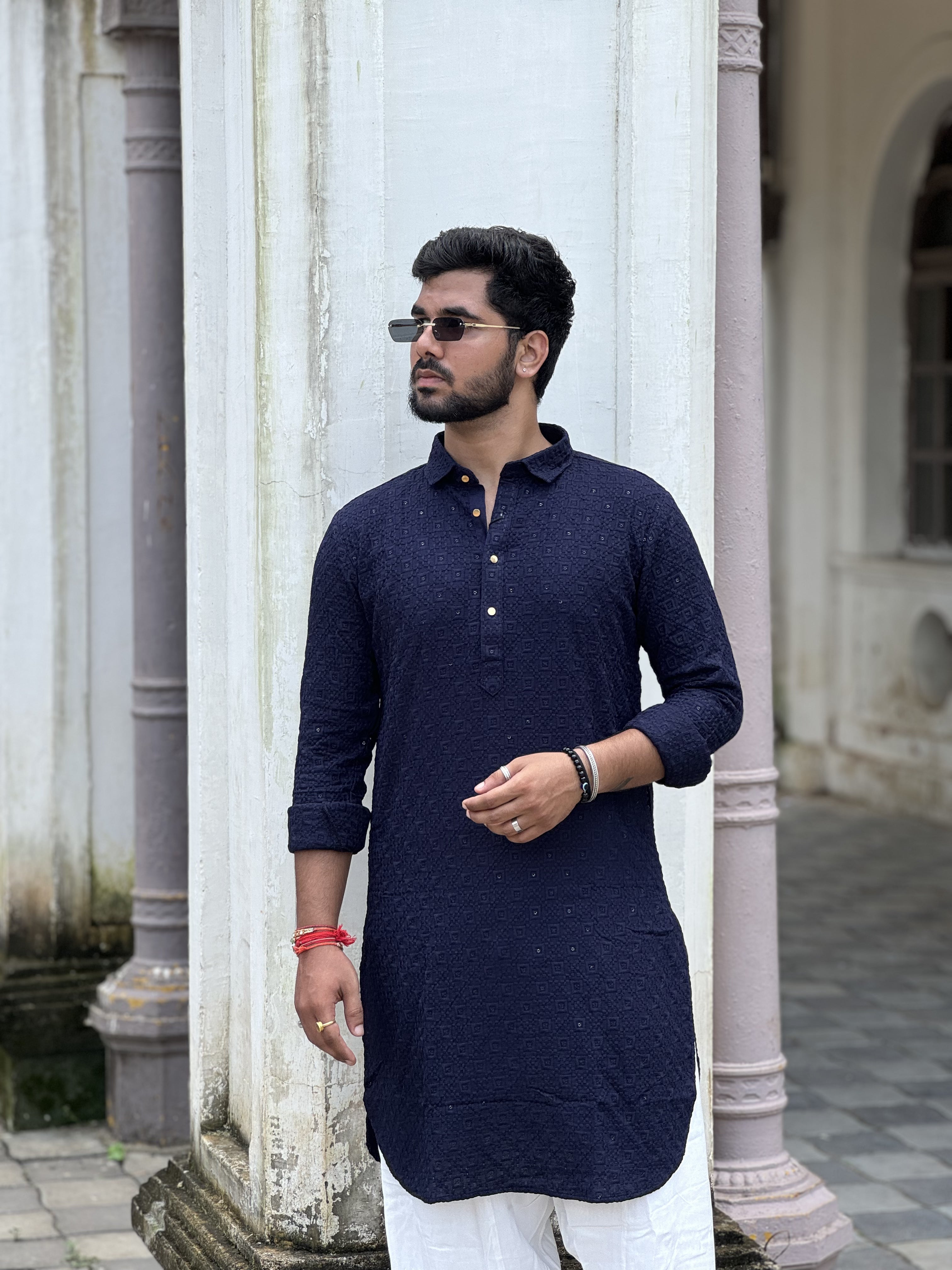 Pathani Set In Navy Blue