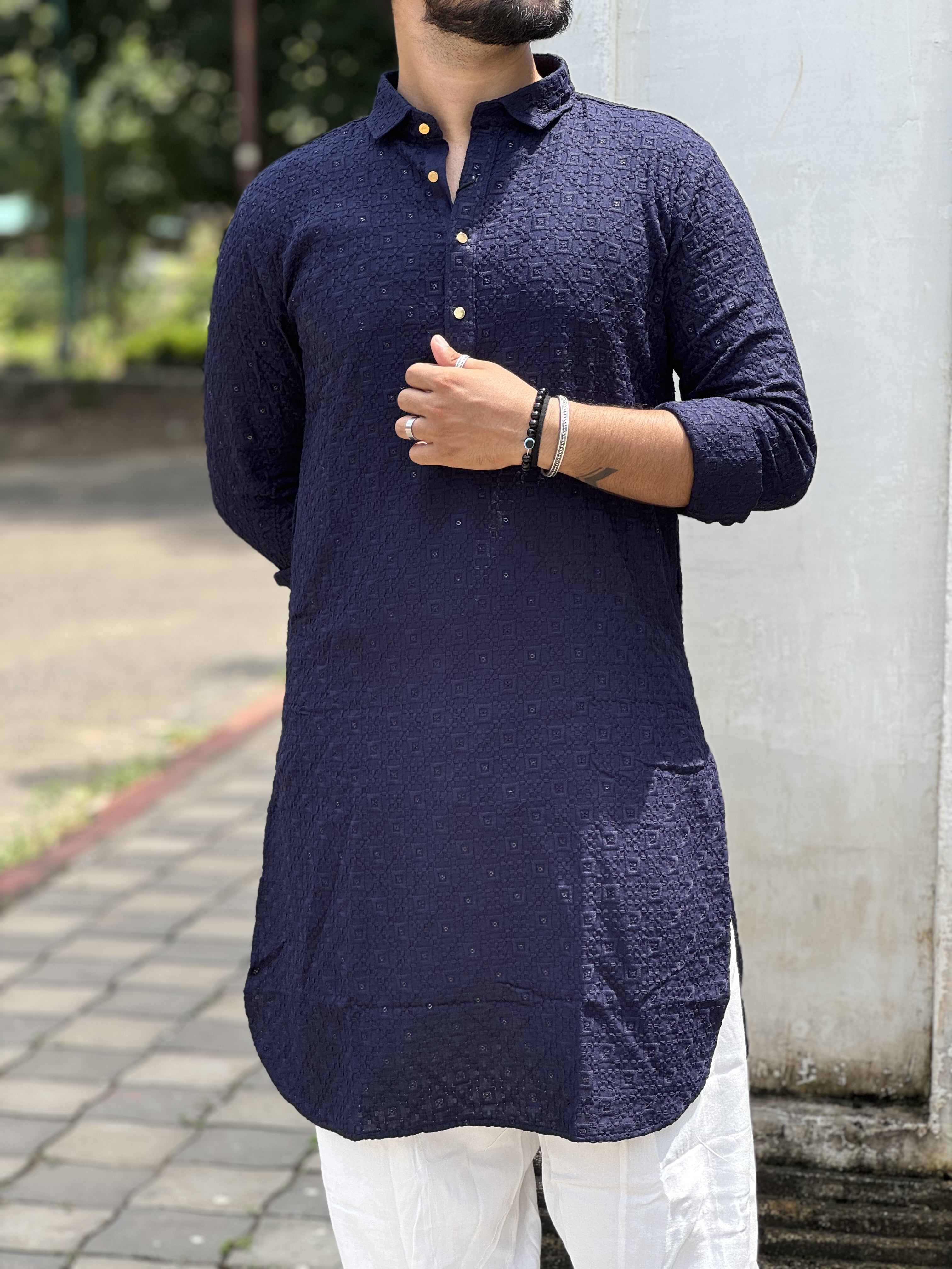 Pathani Set In Navy Blue