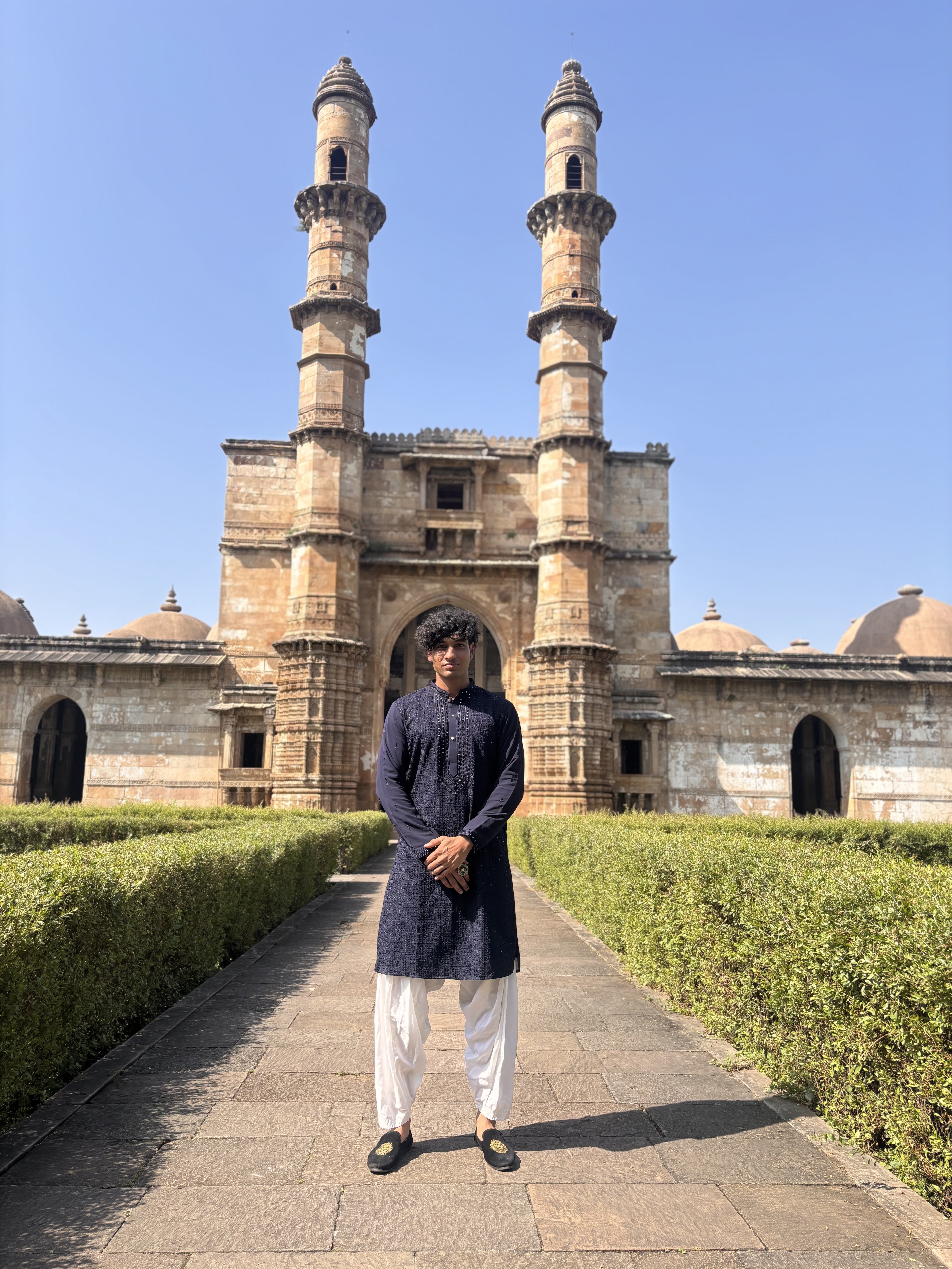 Navy Blue Lucknowi with Mirror work Kurta Patiala Set