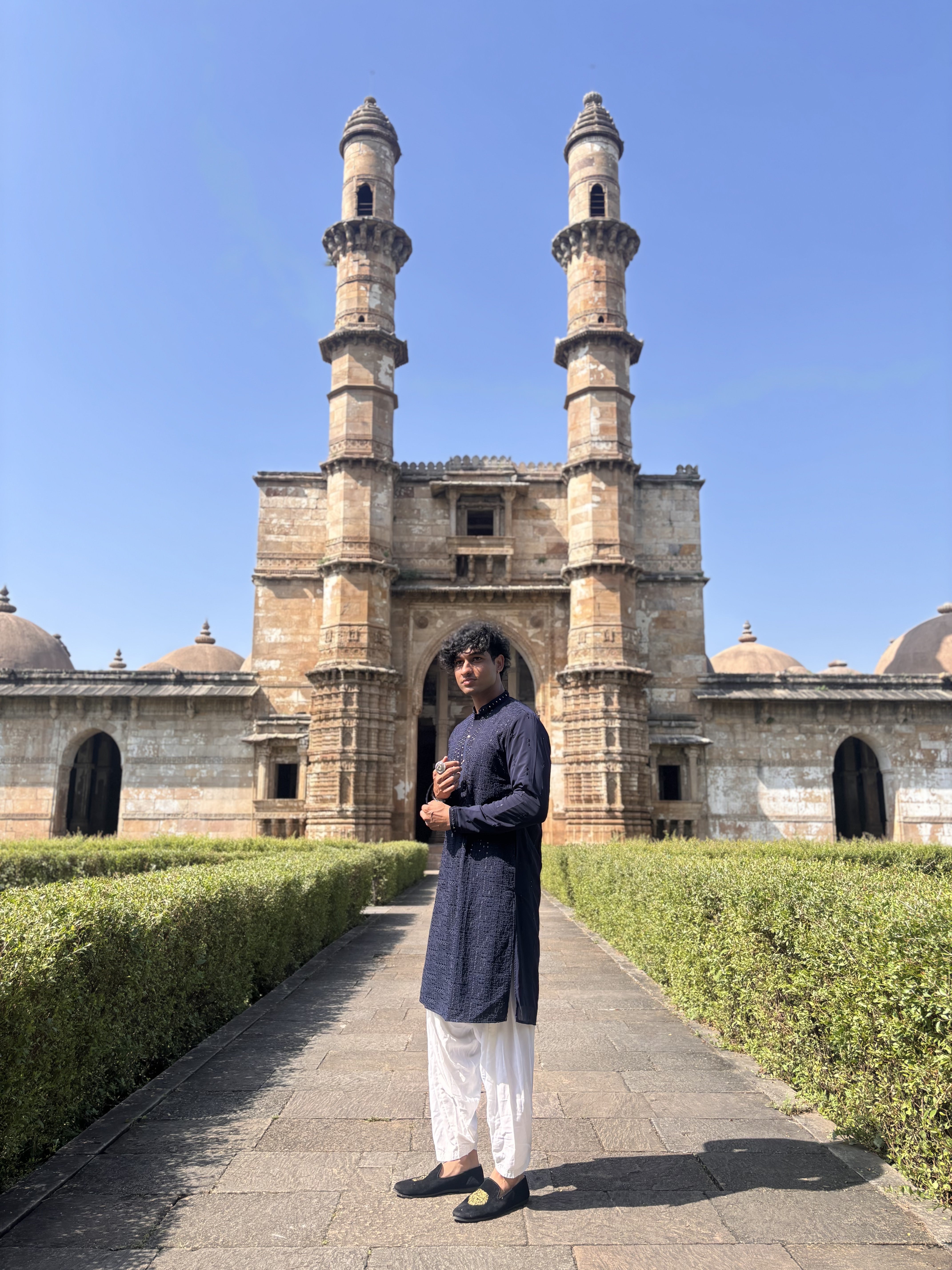 Navy Blue Lucknowi with Mirror work Kurta Patiala Set