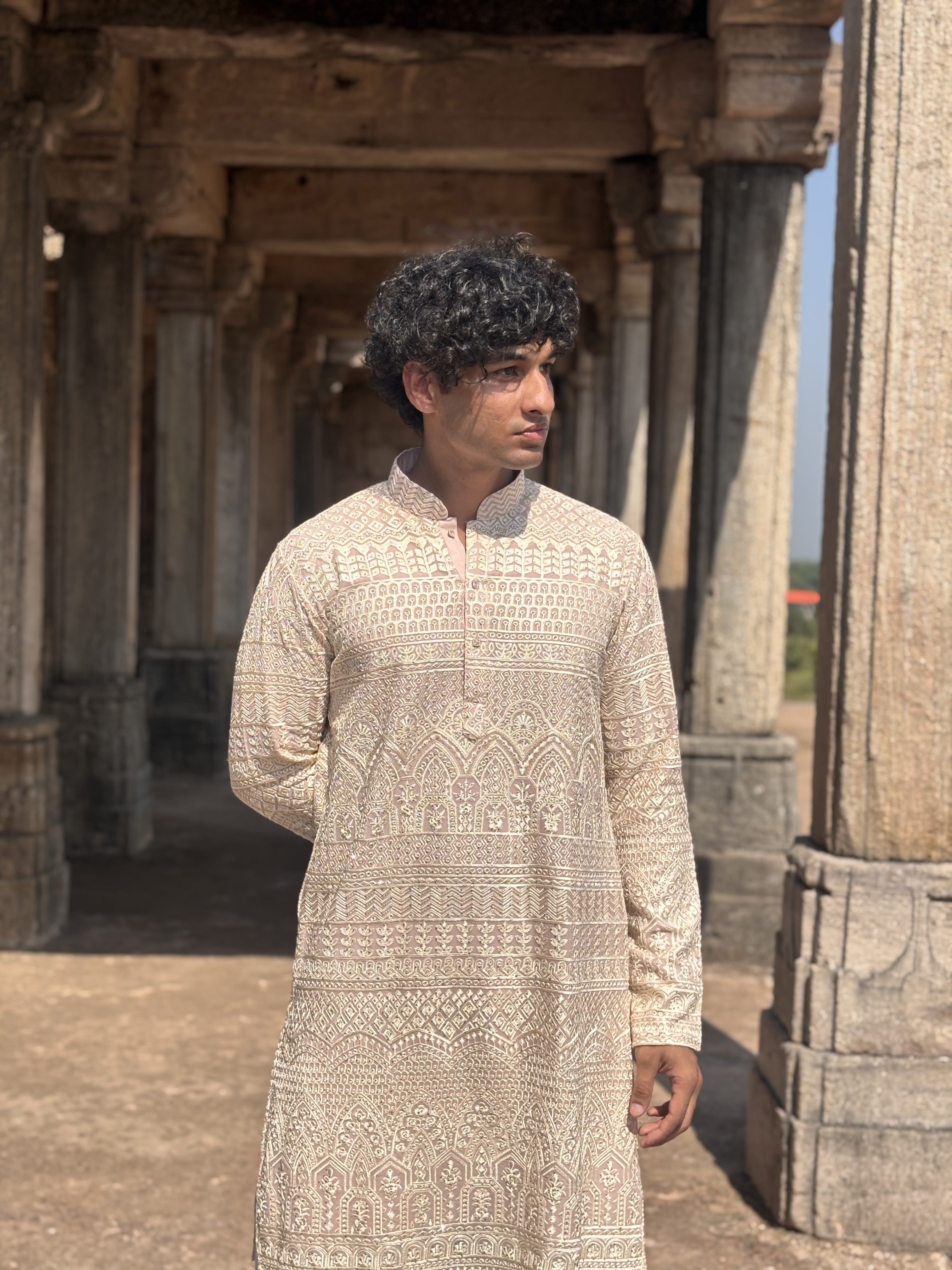 Rose Pink Pure Lucknowi Work Kurta Patiala Set