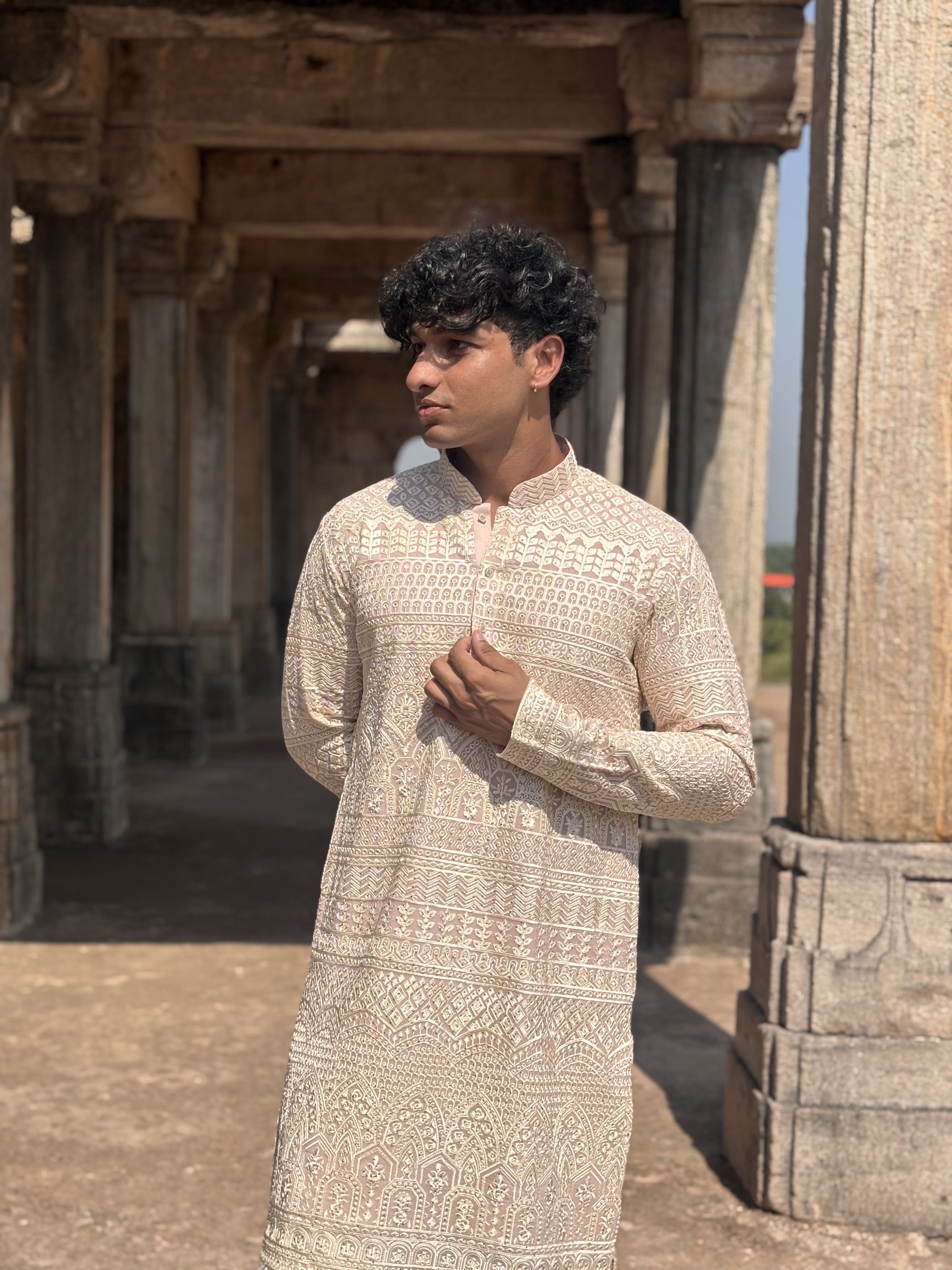 Rose Pink Pure Lucknowi Work Kurta Patiala Set