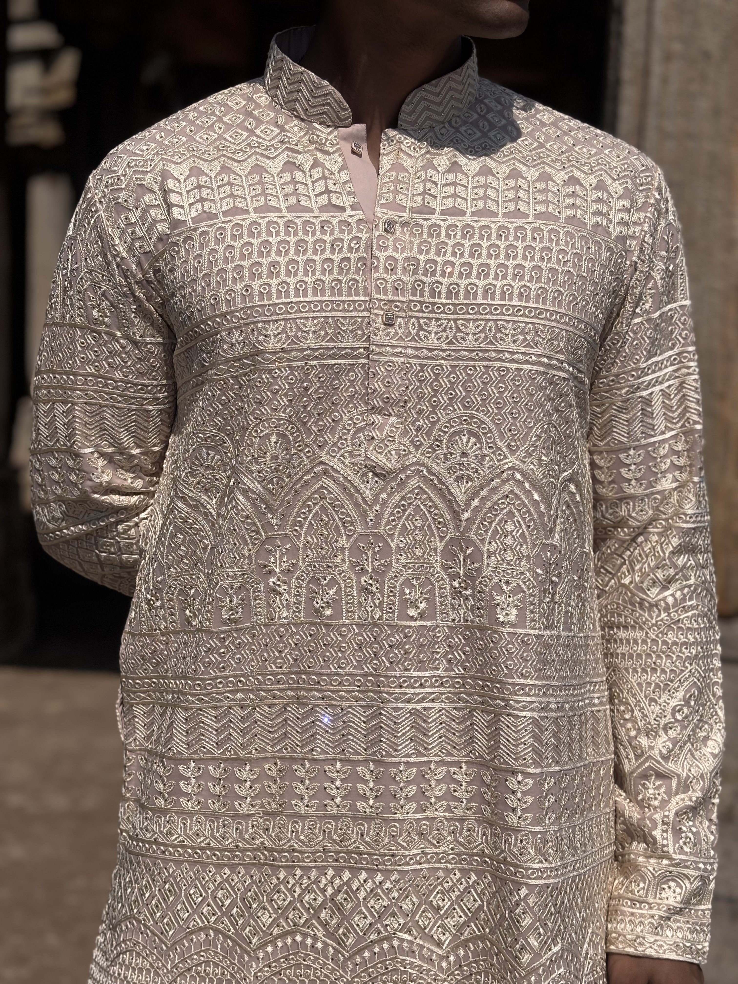 Rose Pink Pure Lucknowi Work Kurta Patiala Set