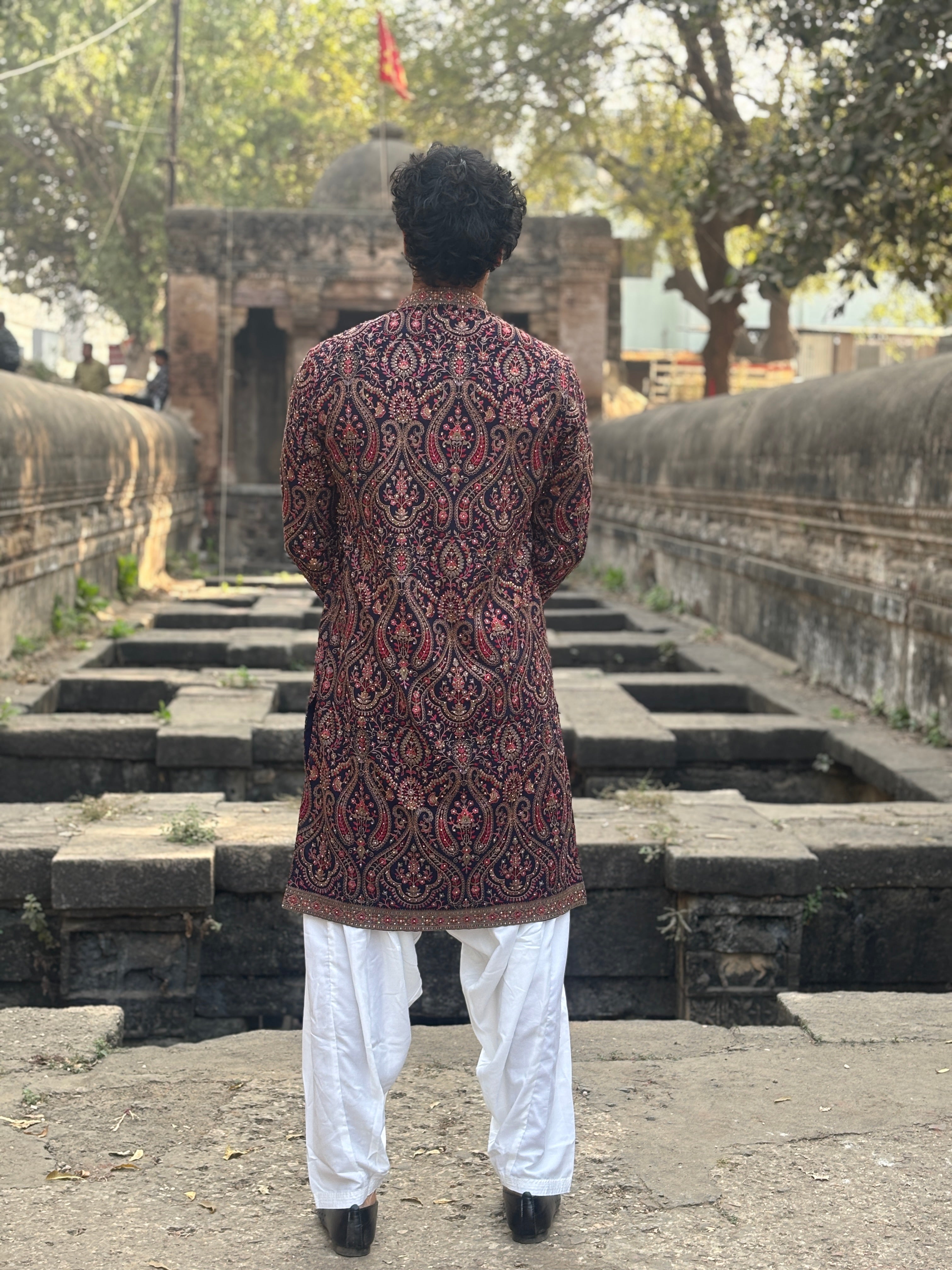 Navy Blue Georgette Embroidered Kurta Patiala Set