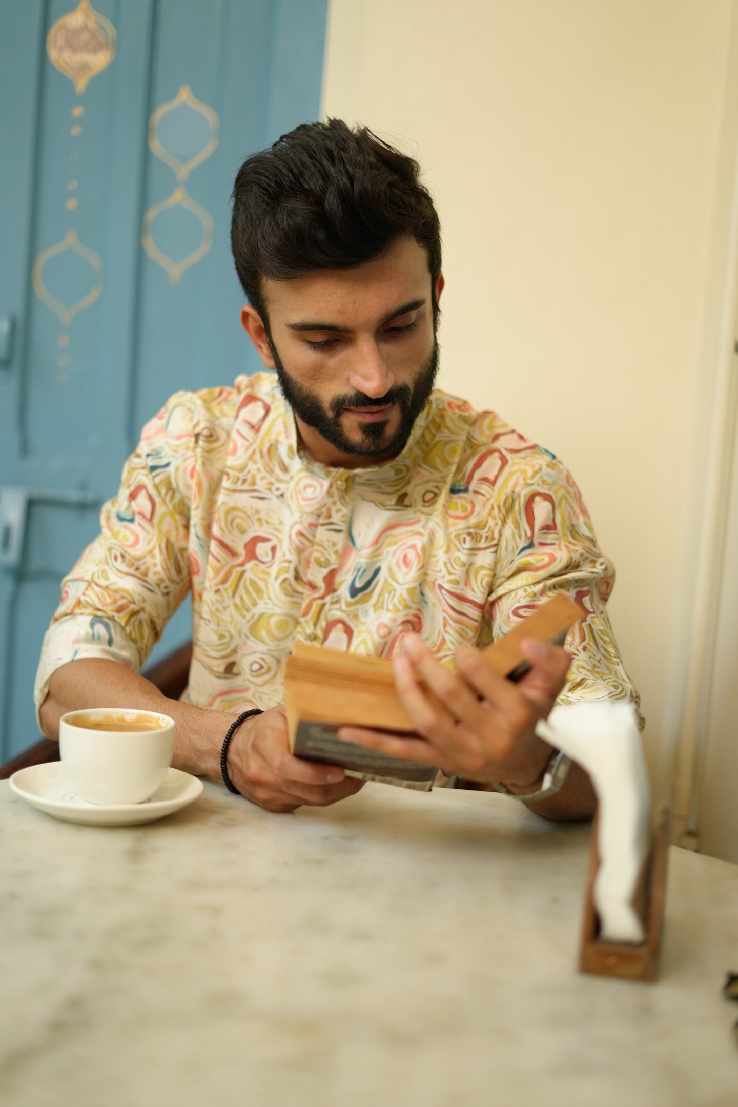 Cream Kurta Trouser Set