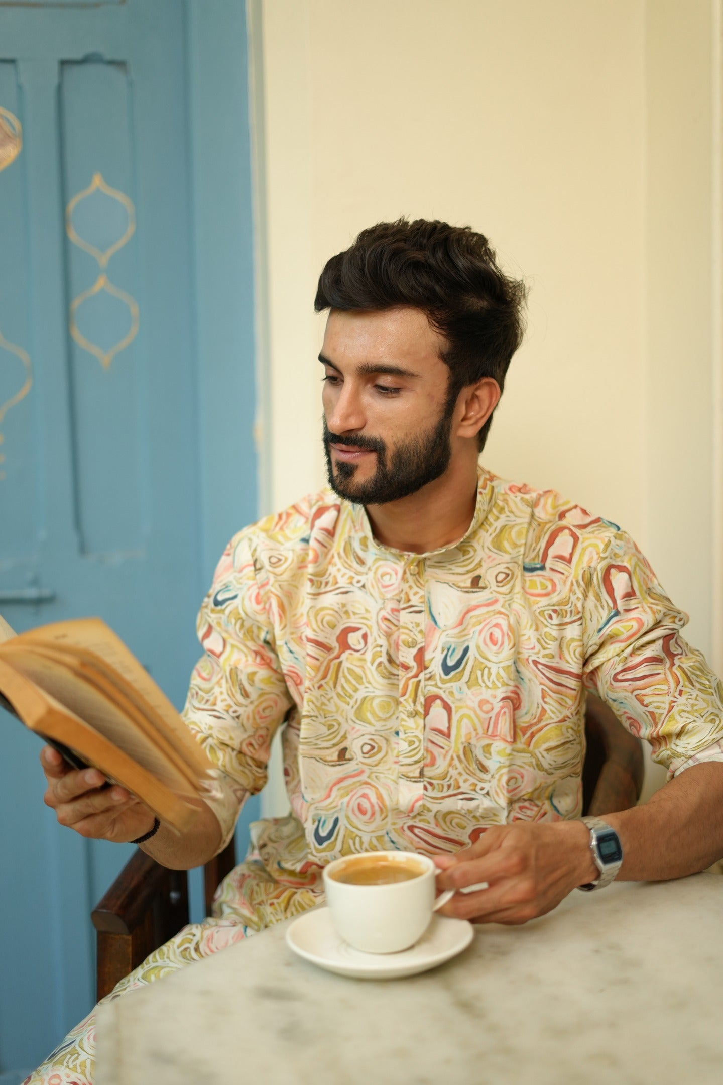 Cream Kurta Trouser Set