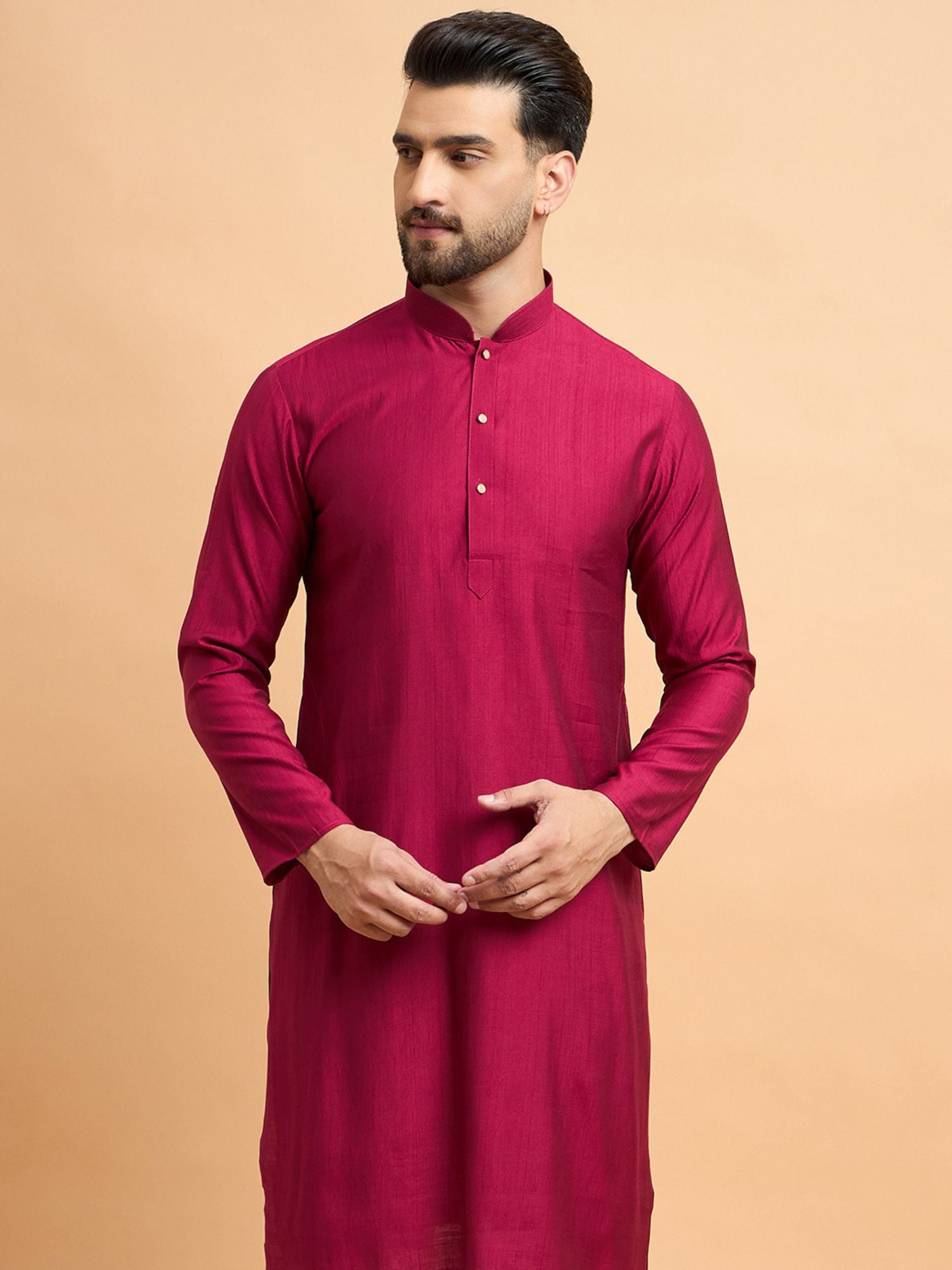 Wine Soft Silk Kurta Only