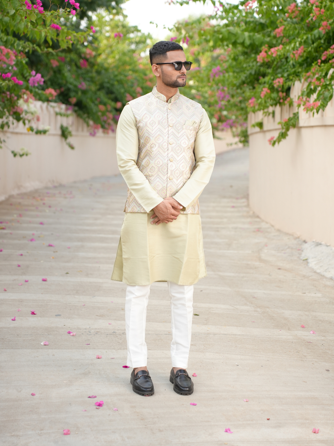 Pista Green Nehru Jacket Set