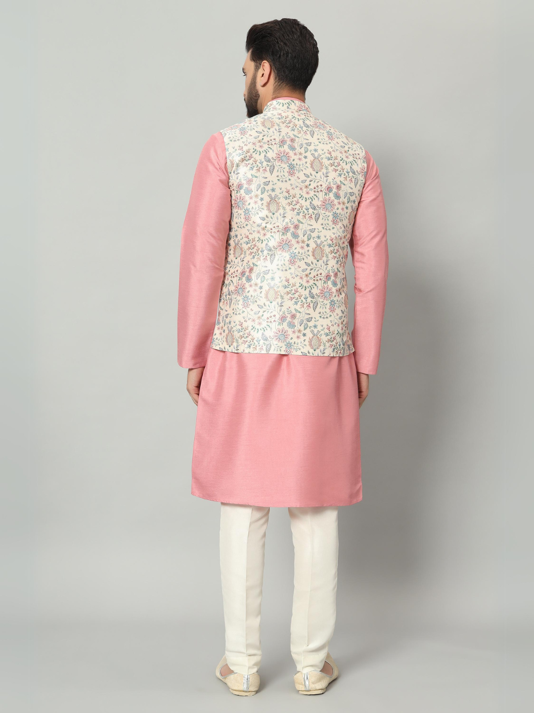 Rose Pink Kurta Nehru Jacket Trouser Set
