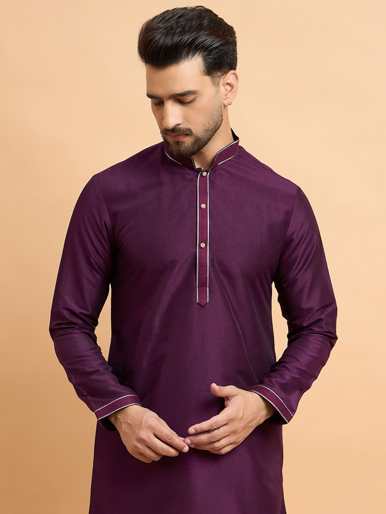 Purple Soft Silk Kurta Only