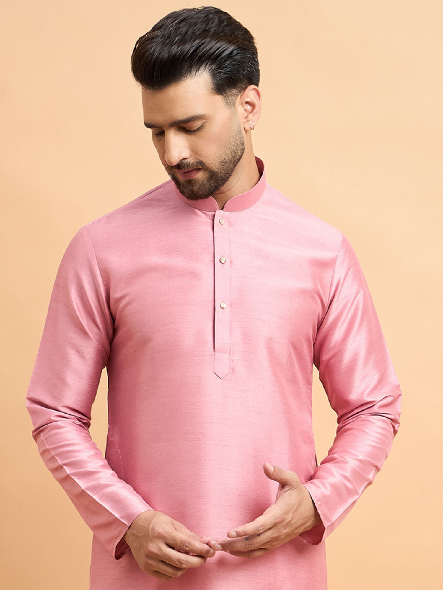 Rose Pink Soft Silk Kurta Only