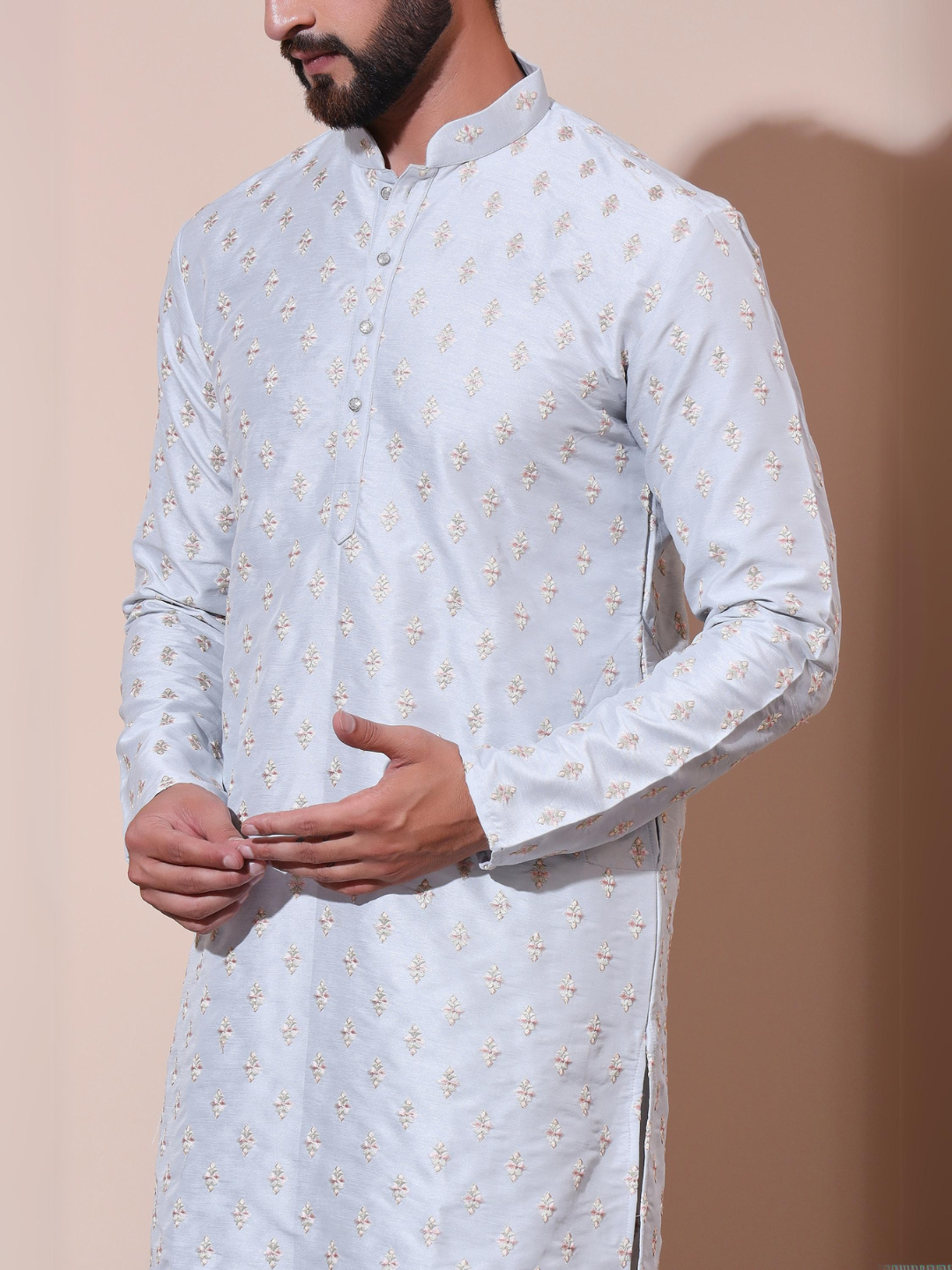 Magnet Men's Sky Embroidered Kurta Trouser Set