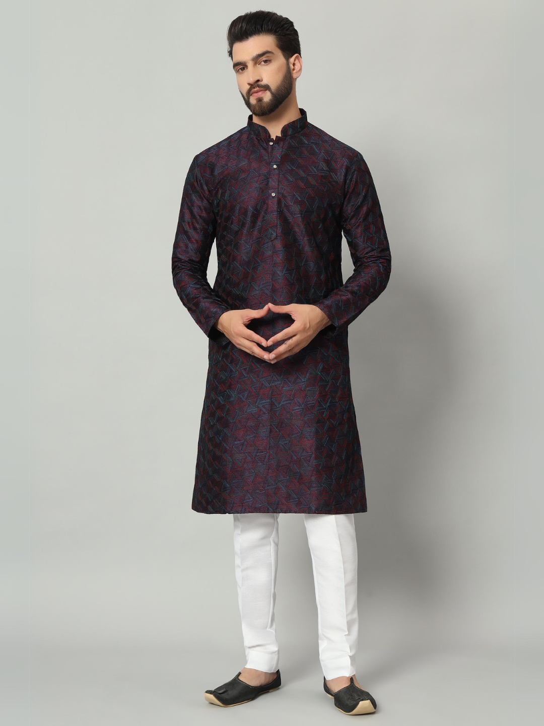 Purple Embroidered Kurta Trouser Set