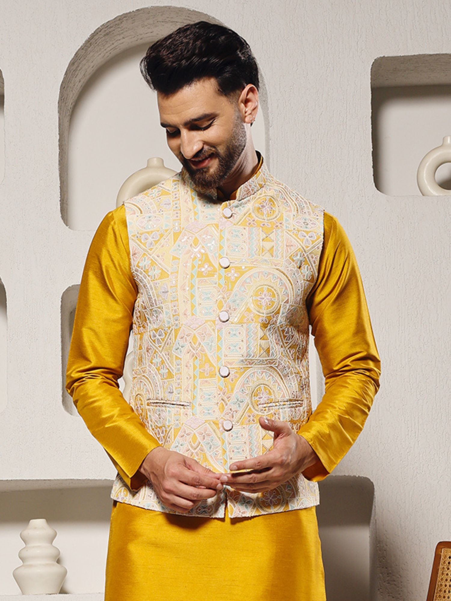Yellow Multi Position Embroidered Jacket Only