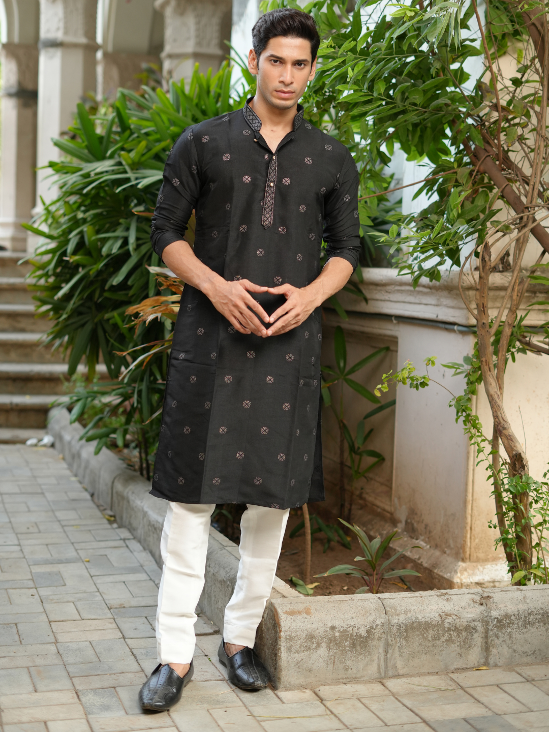 Black Embroidered Kurta Trouser Set