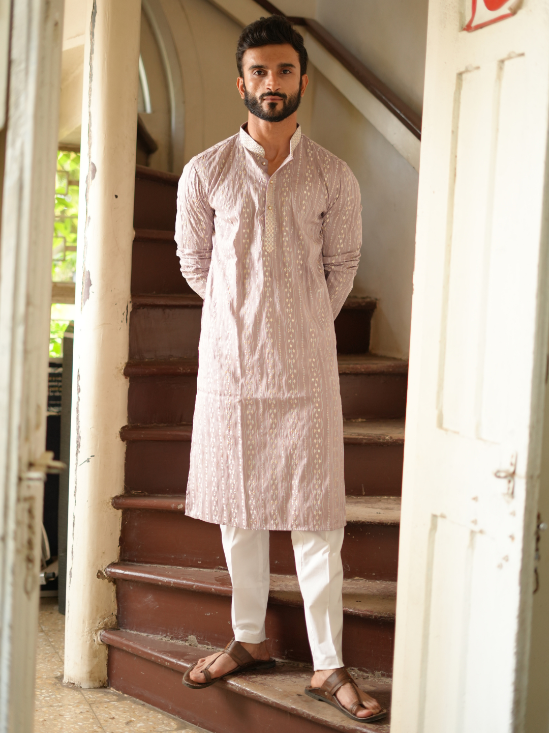 Lilac Multi Embroidered Kurta Trouser Set