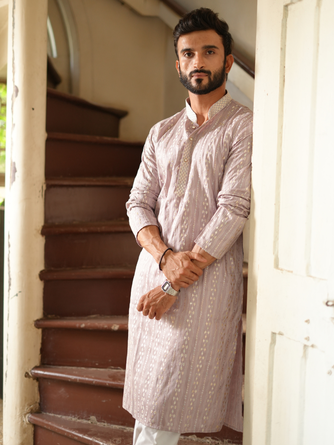Lilac Multi Embroidered Kurta Trouser Set