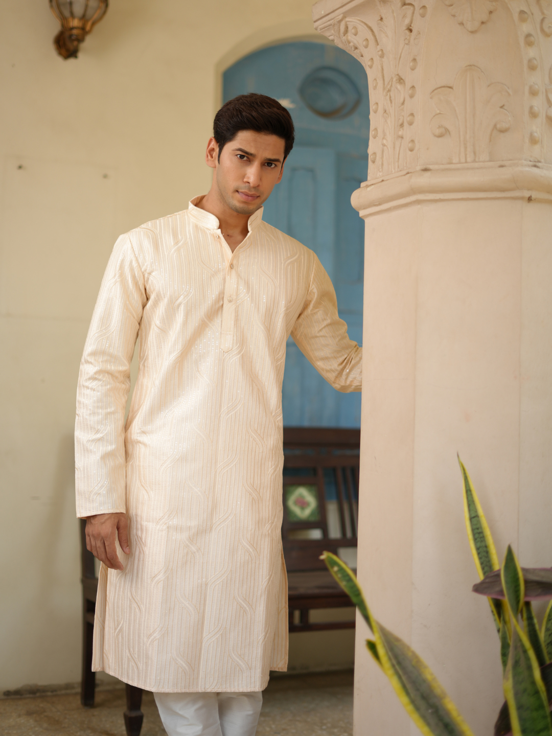 Ivory Lucknowi Kurta Set