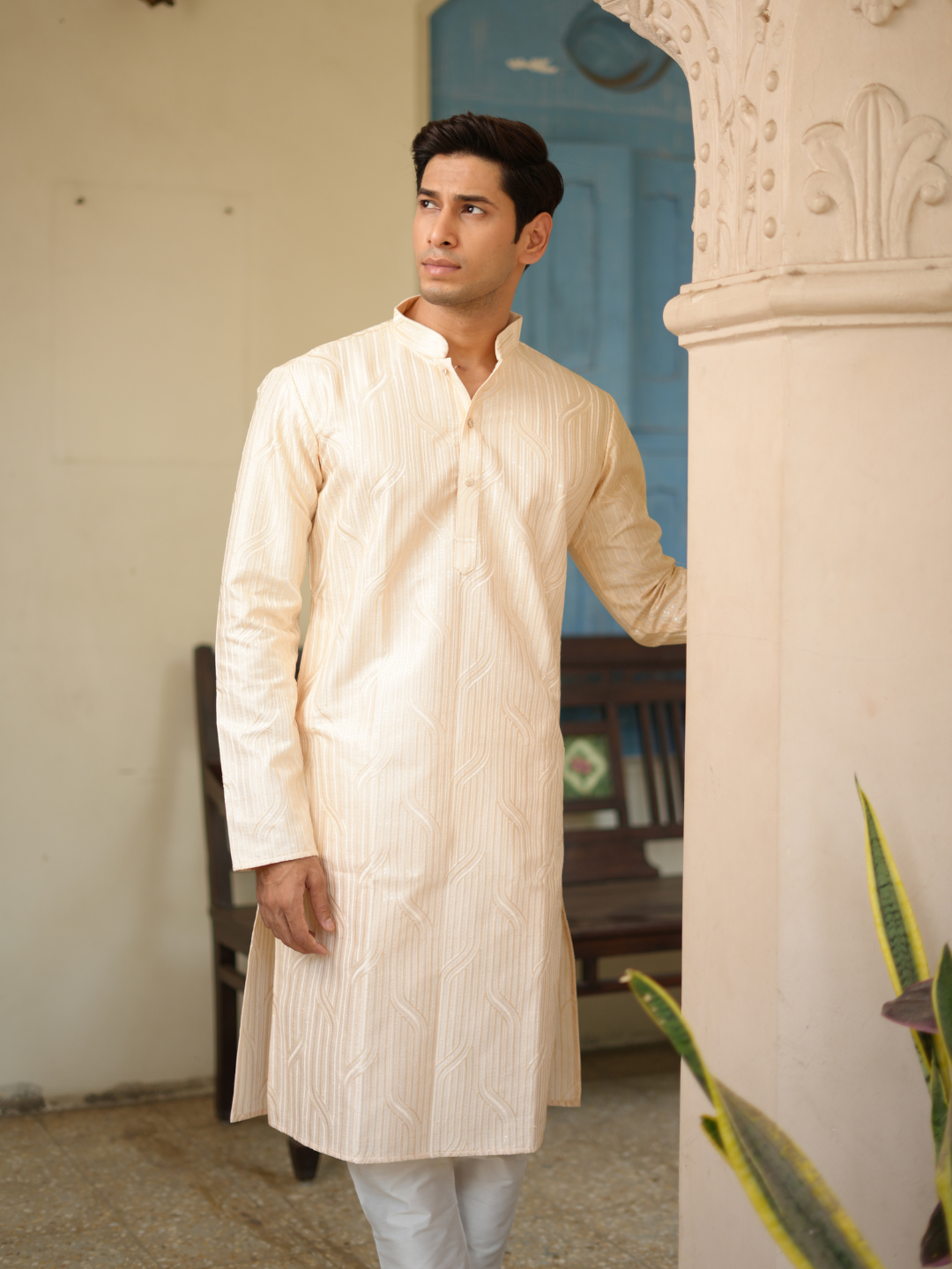 Ivory Lucknowi Kurta Set