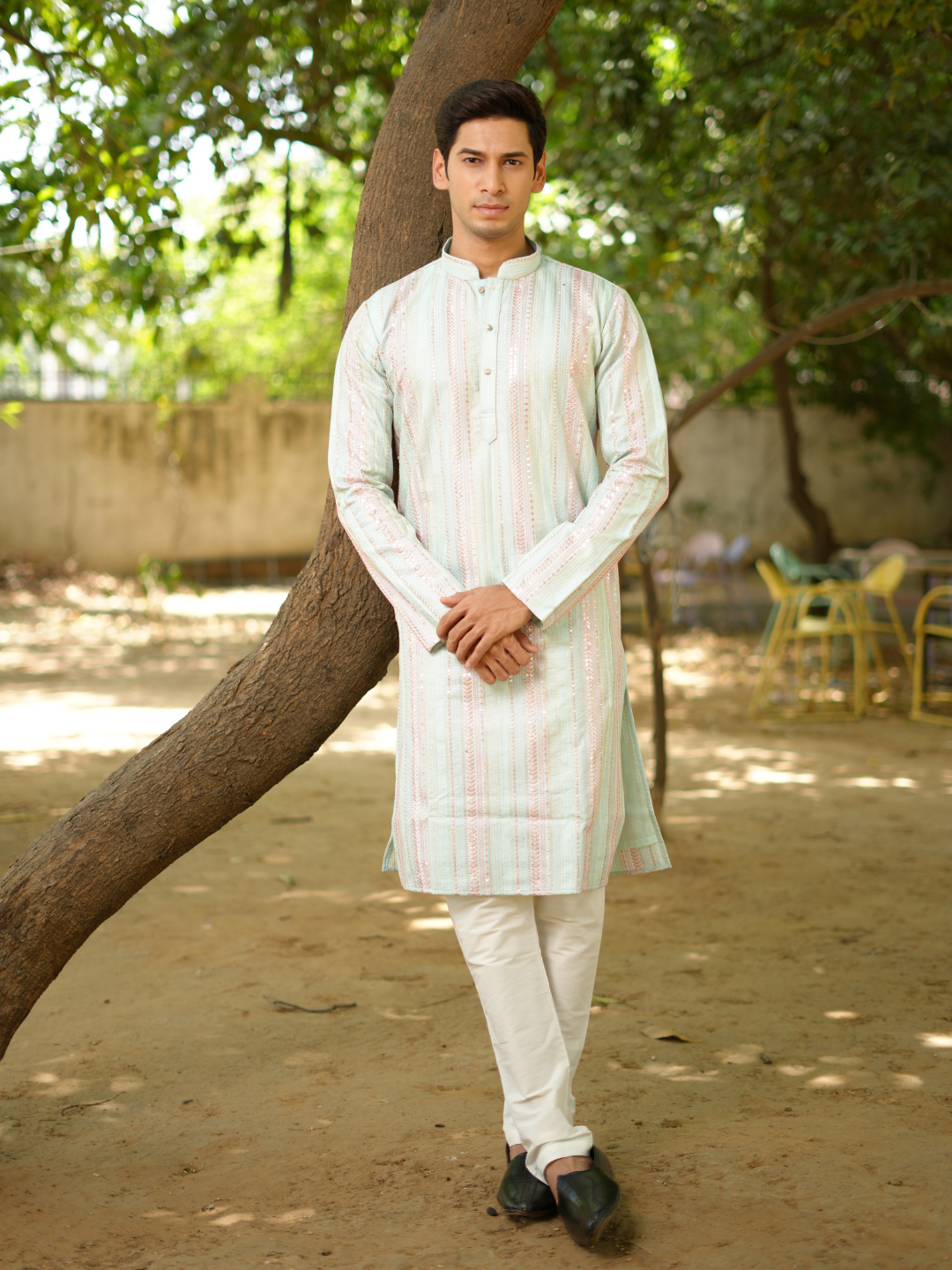 Sea Green Multi Lucknowi Kurta Set