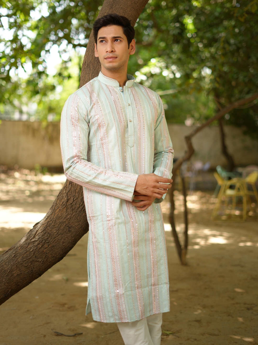 Sea Green Multi Lucknowi Kurta Set