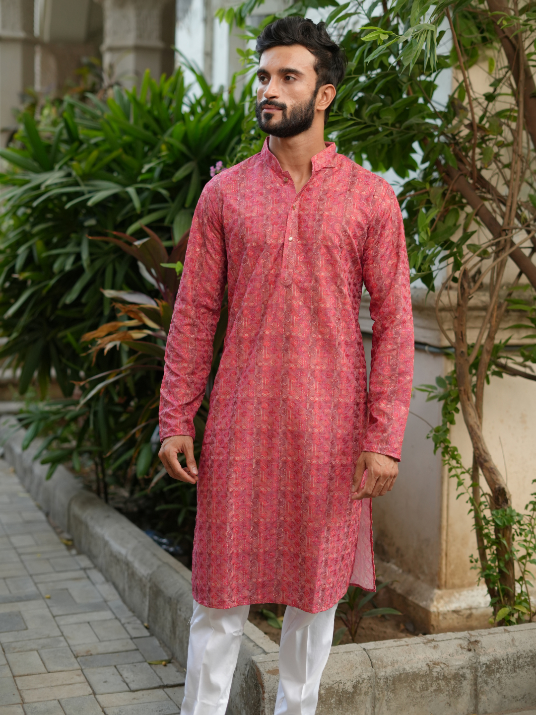 Rose Pink Chicken Kurta Trouser Set