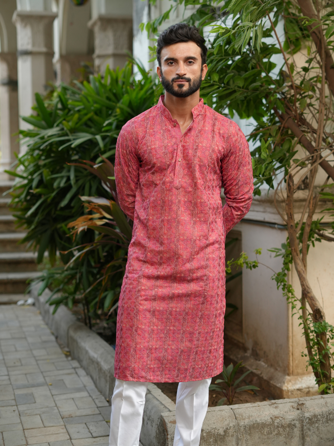 Rose Pink Chicken Kurta Trouser Set