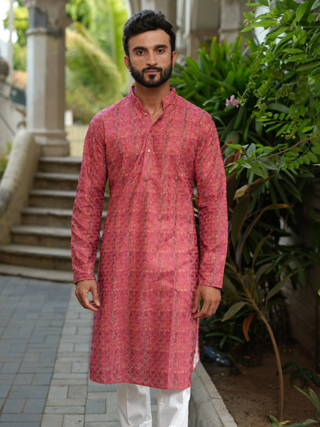 Rose Pink Chicken Kurta Trouser Set