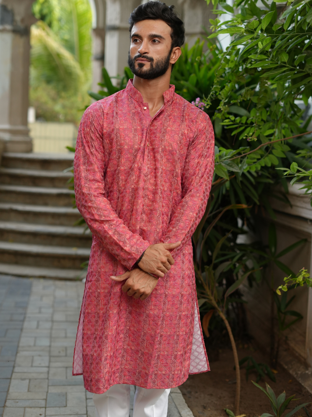 Rose Pink Chicken Kurta Trouser Set