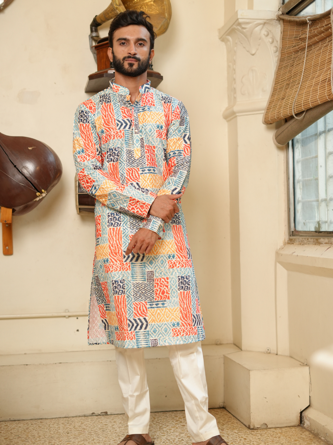 Multi Colour Kurta Trouser Set