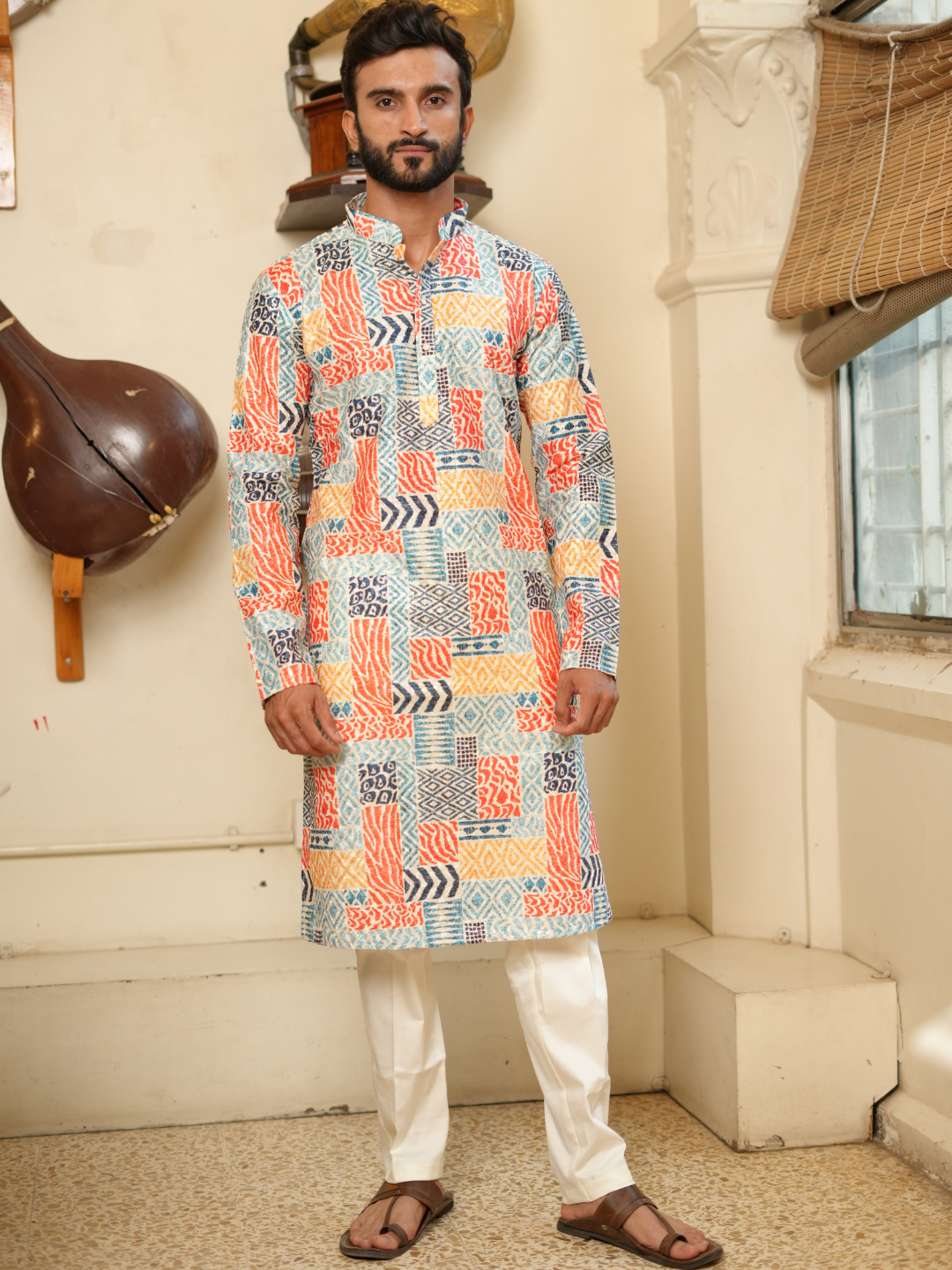 Multi Colour Kurta Trouser Set