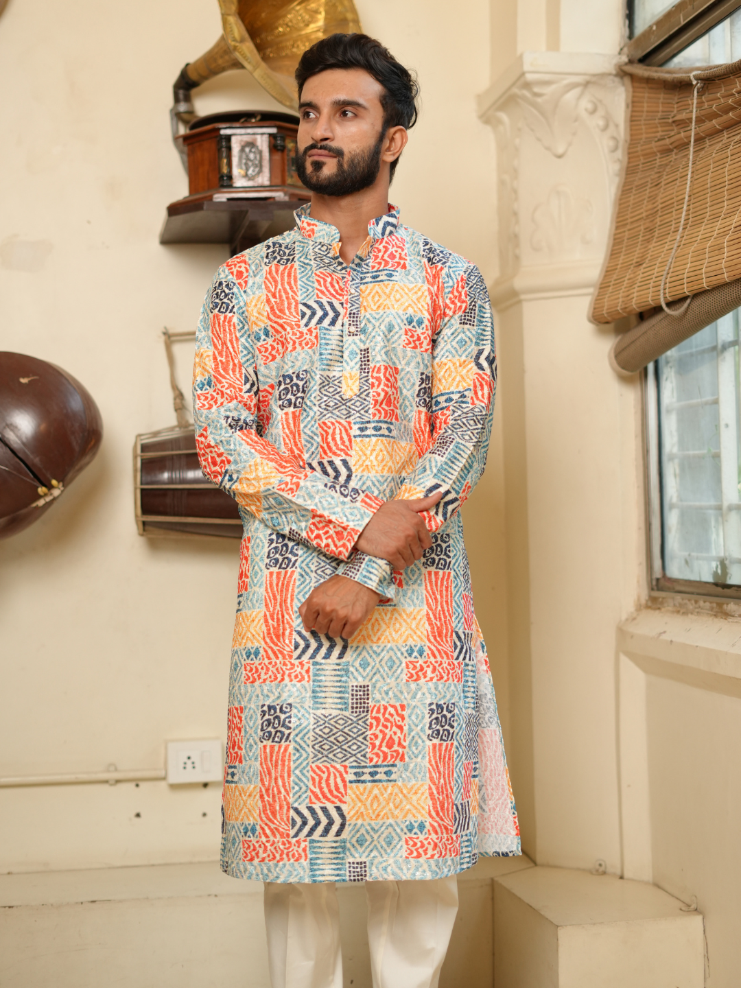 Multi Colour Kurta Trouser Set