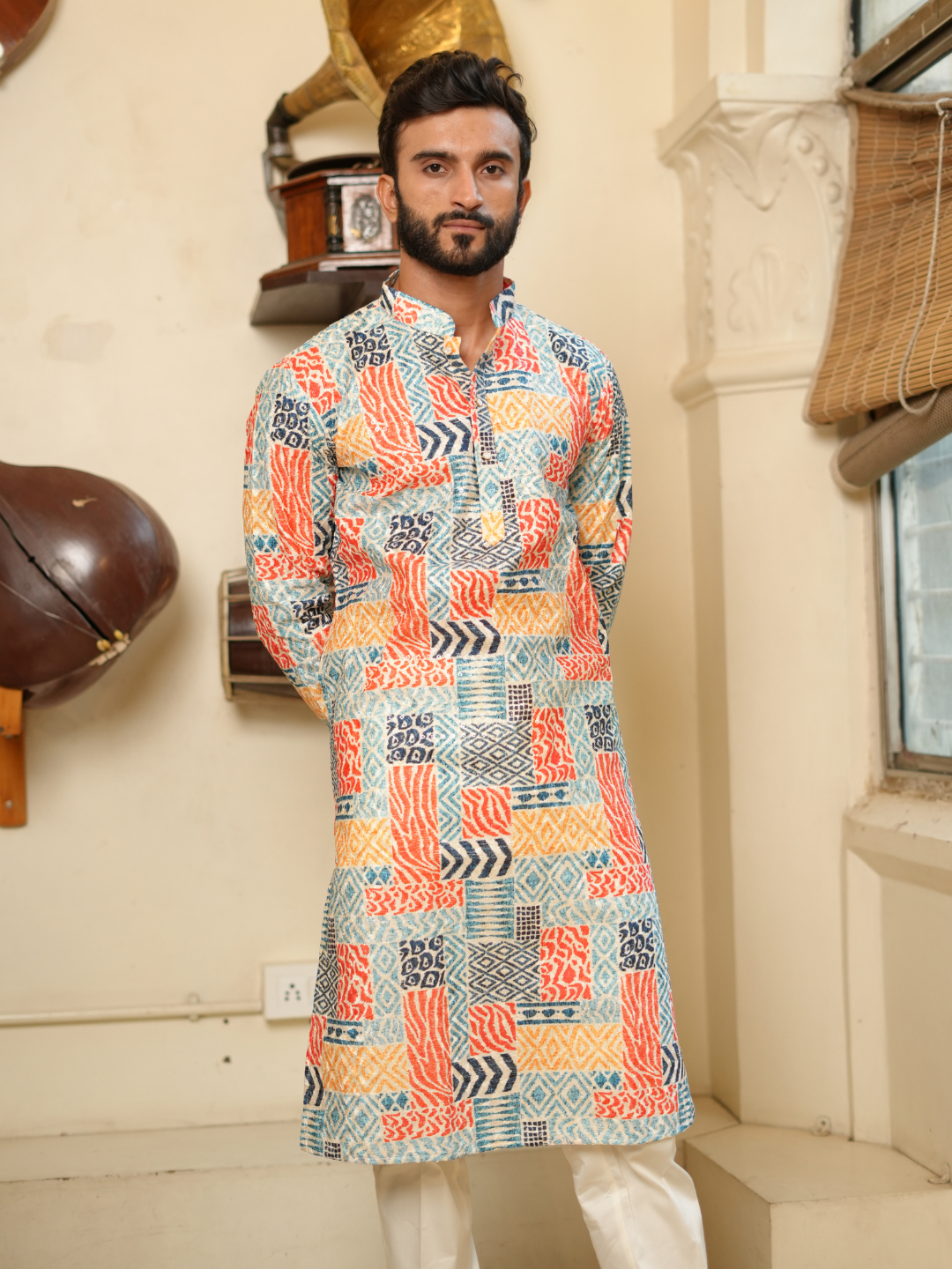 Multi Colour Kurta Trouser Set