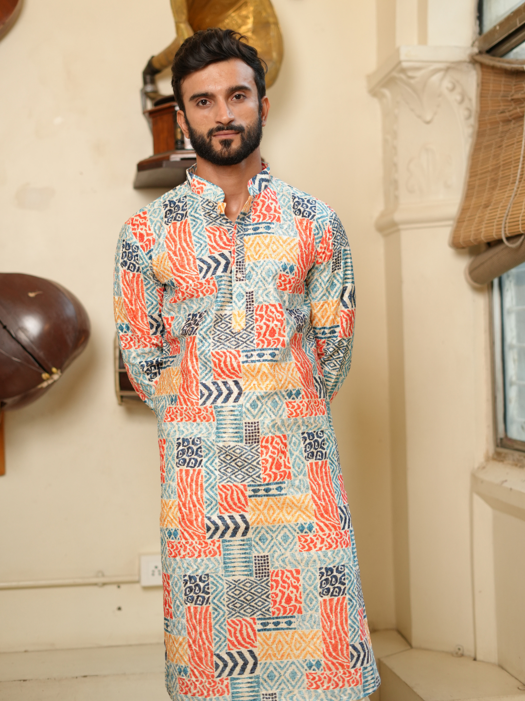 Multi Colour Kurta Trouser Set