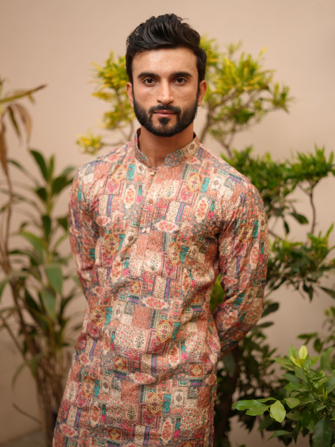Magnet Men's MultiColour Shifli Kurta Trouser Set