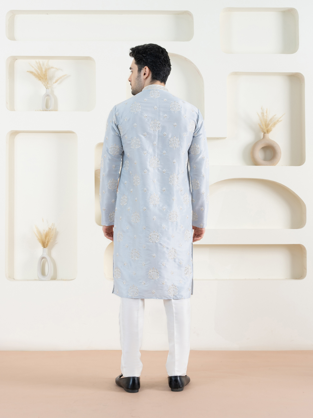 Sky Blue Embroidered Kurta Trouser Set