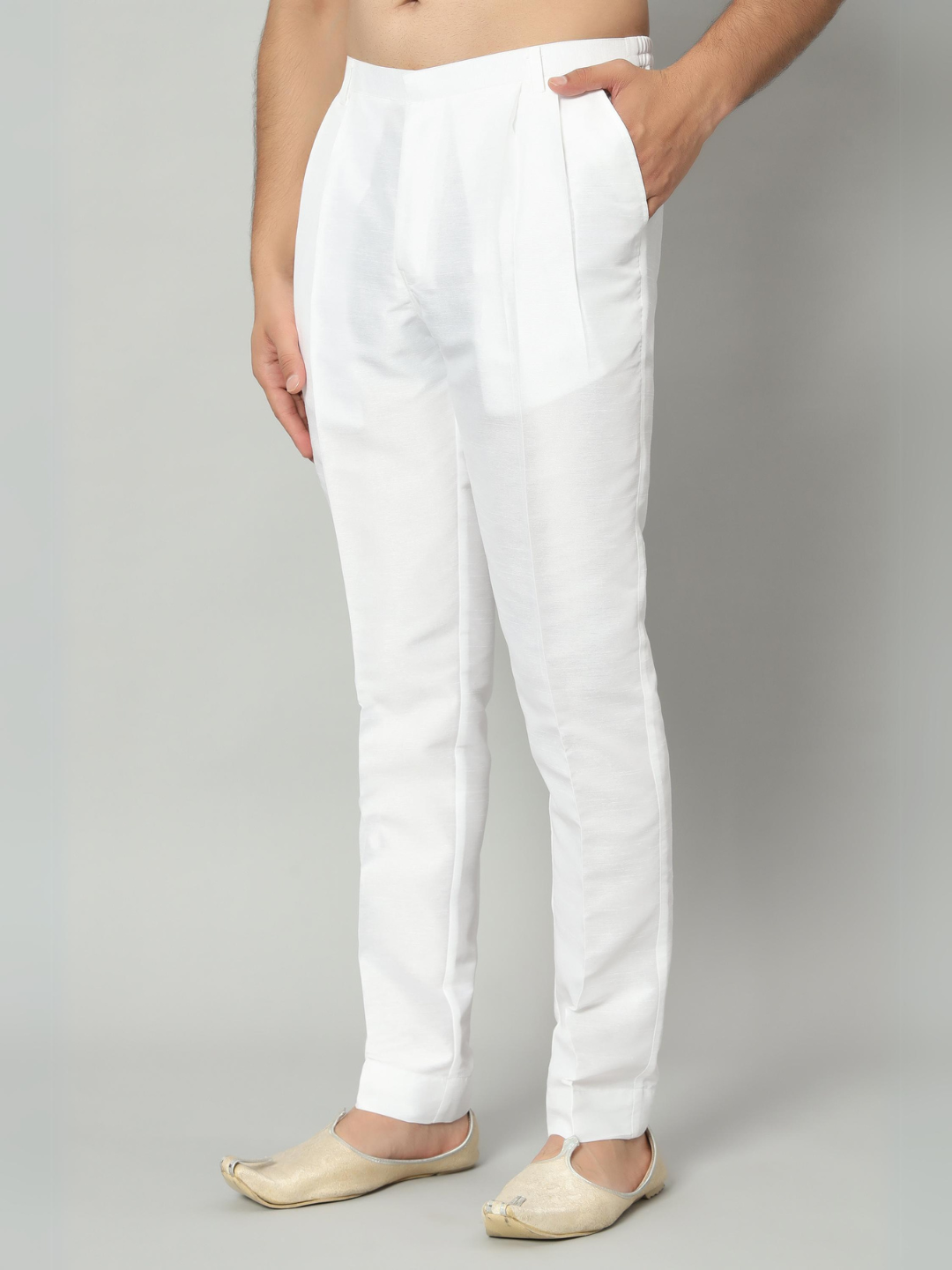 Off-White Soft Silk Half Elastic Pant