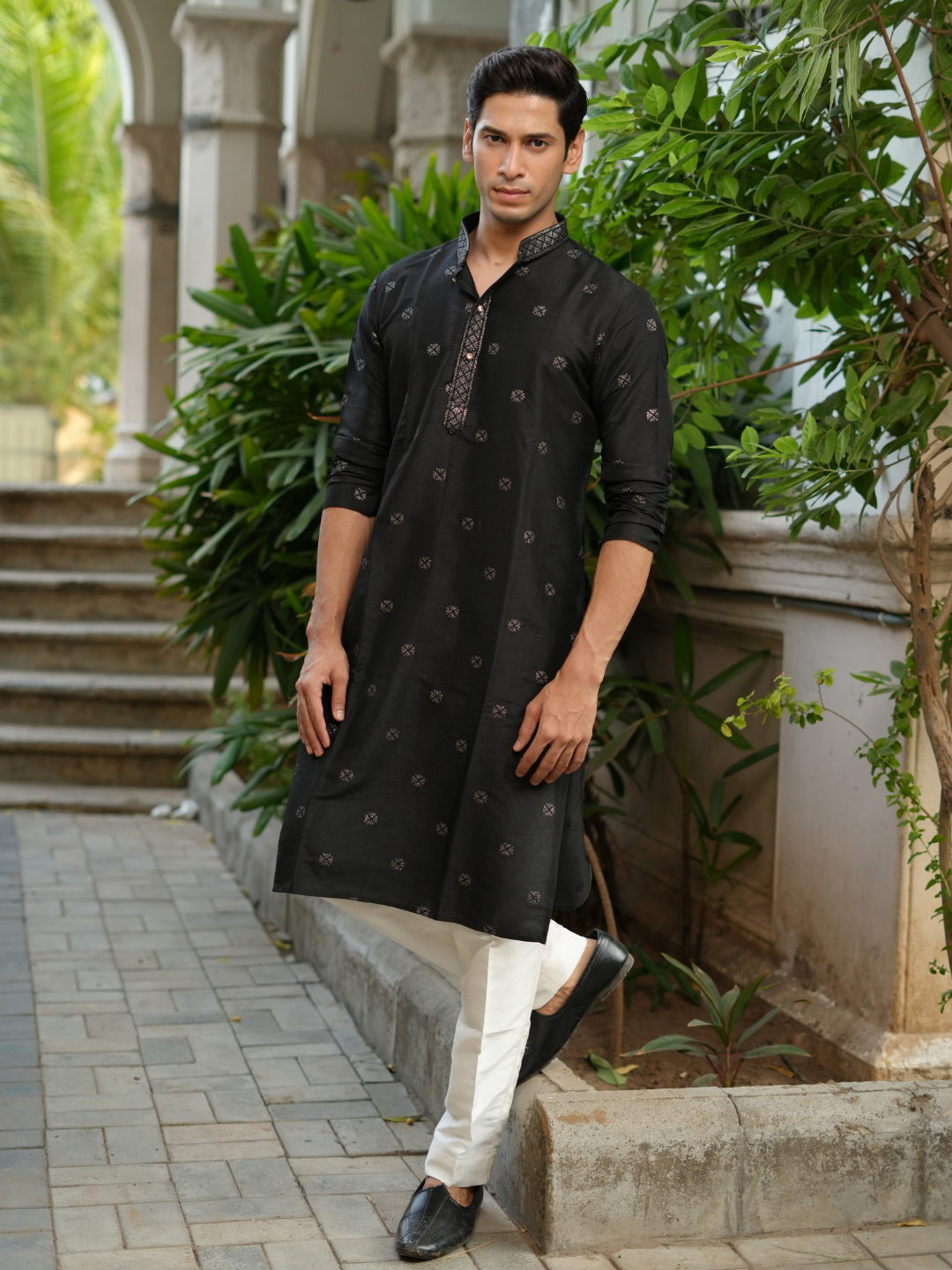 Black Embroidered Kurta Trouser Set