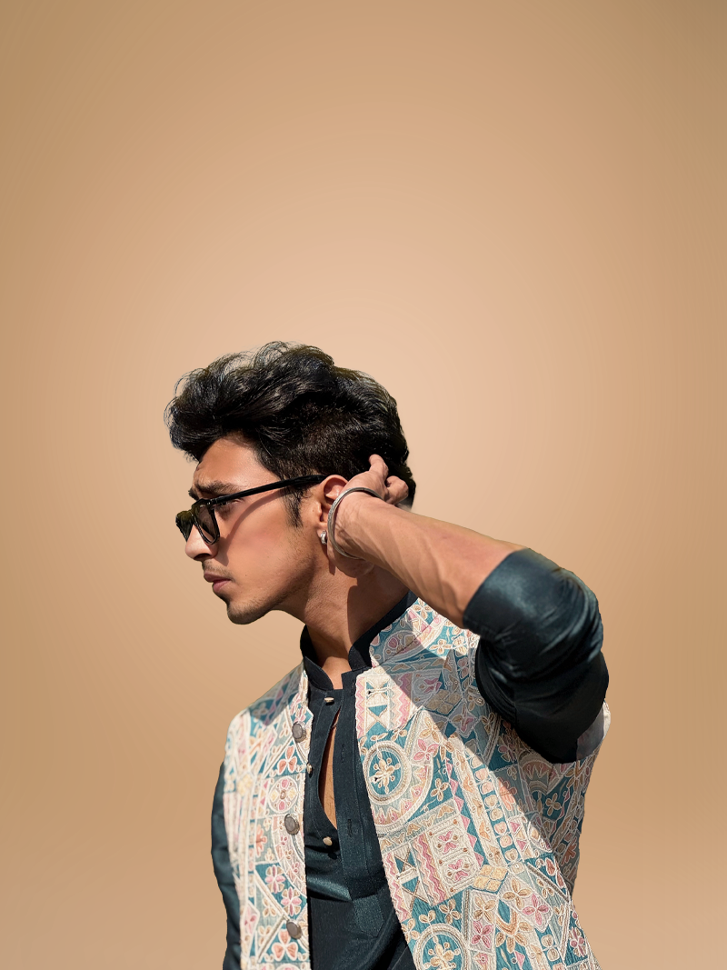 Position Print Kurta Koti Set