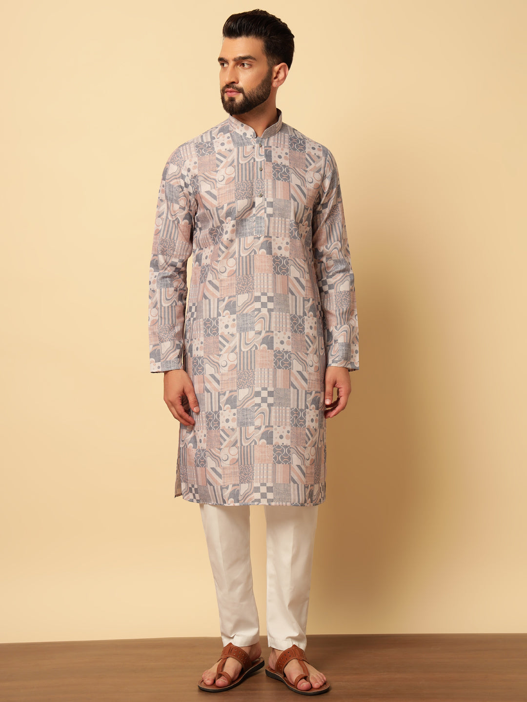 Magnet Men's Soft Cotton Printed Kurta