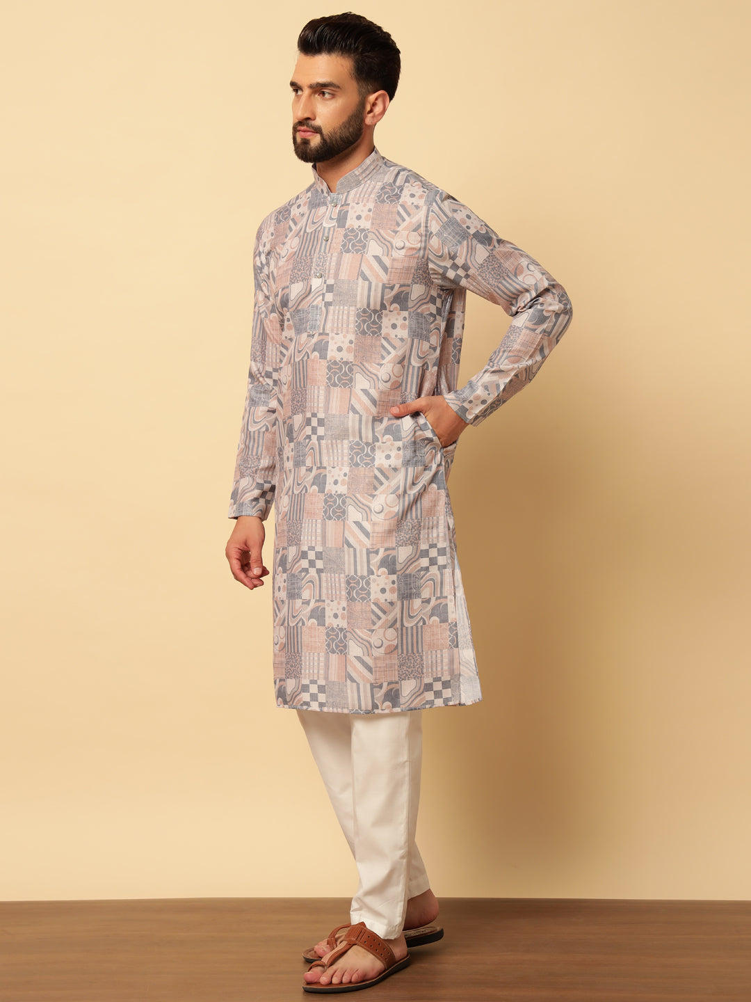 Magnet Men's Soft Cotton Printed Kurta